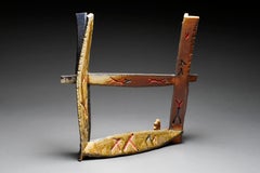 Scultura astratta in ceramica Wood-fried: 'Waiting' (Attesa)