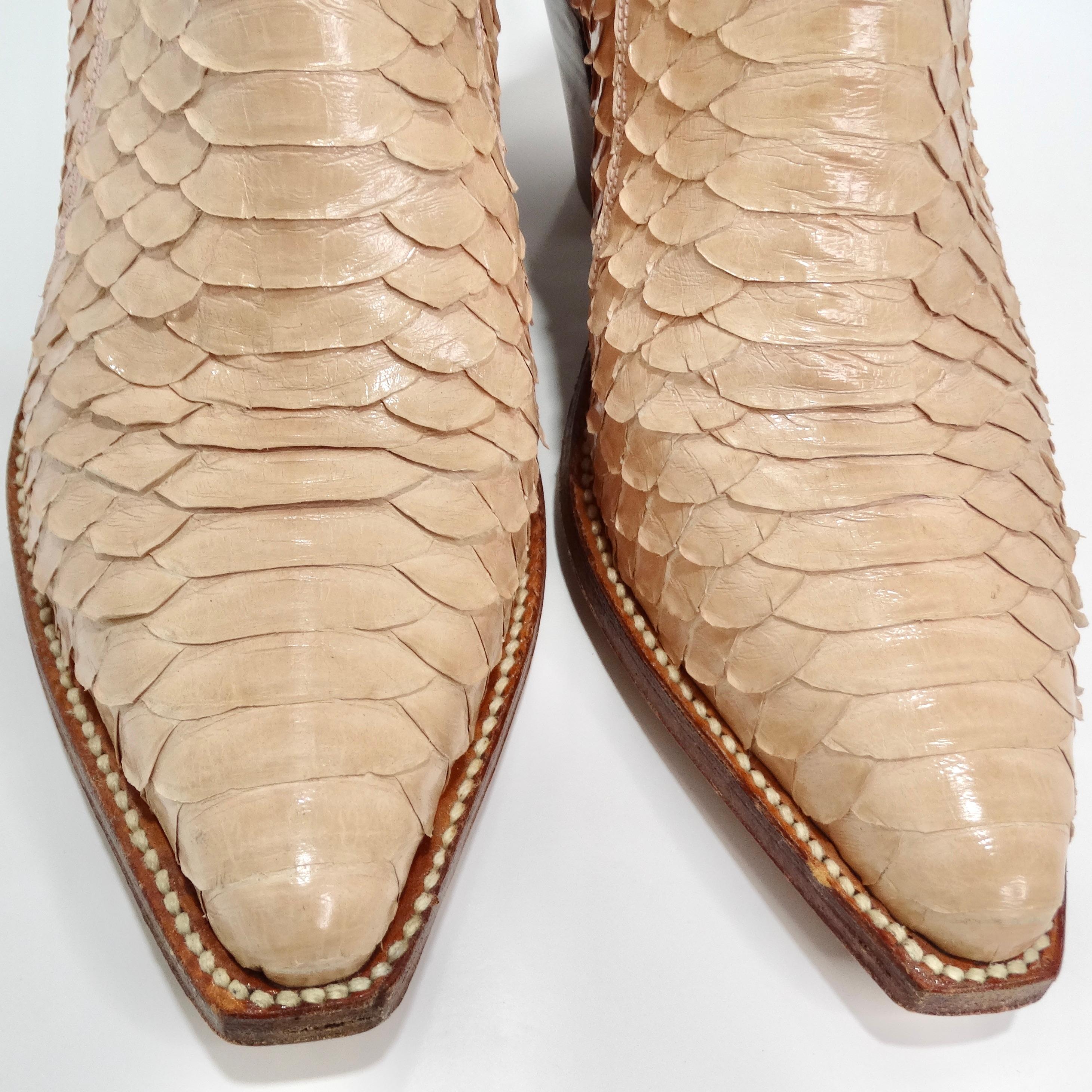 Tony Mora Beige Python Ankle Boots In Good Condition For Sale In Scottsdale, AZ