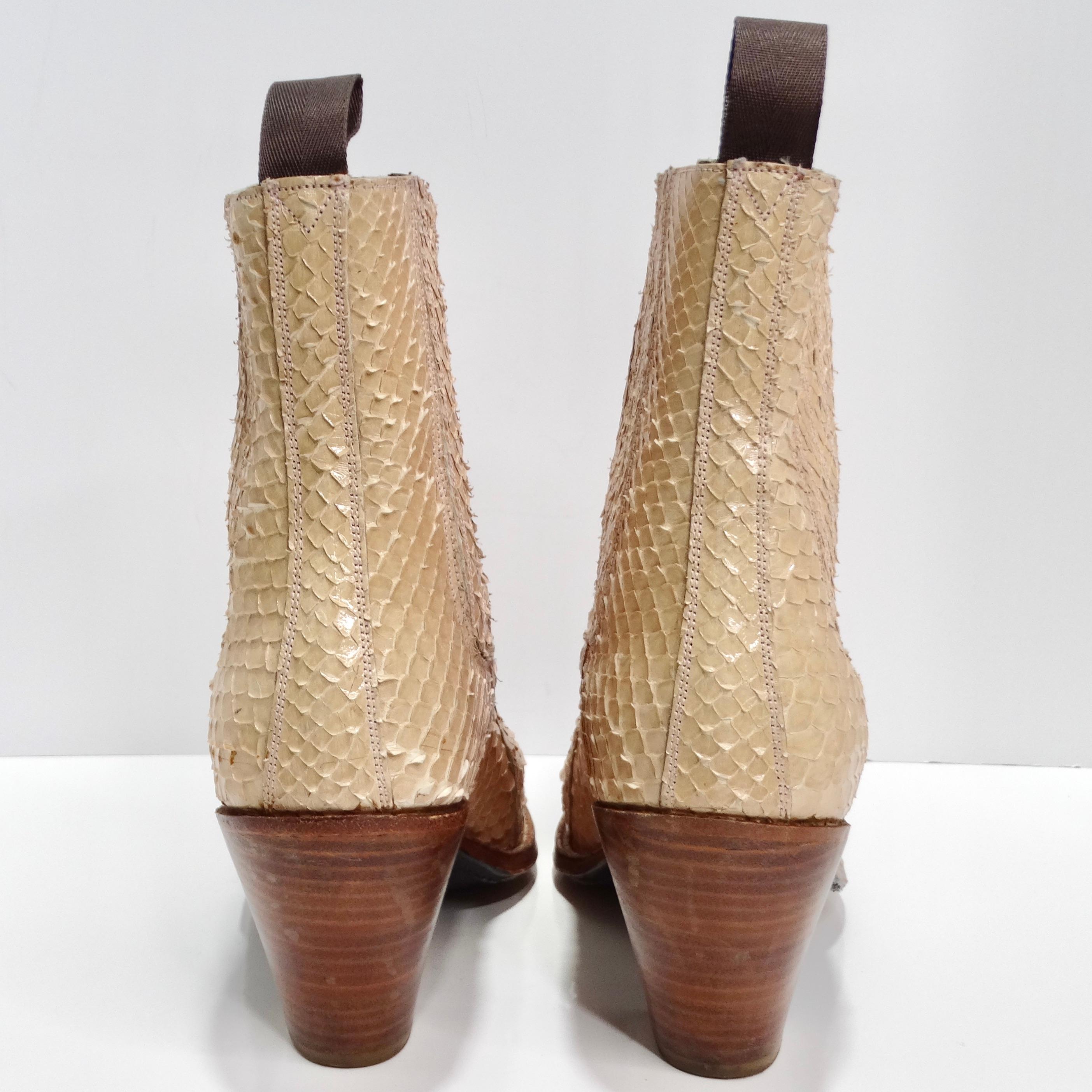 Tony Mora Beige Python Ankle Boots For Sale 1