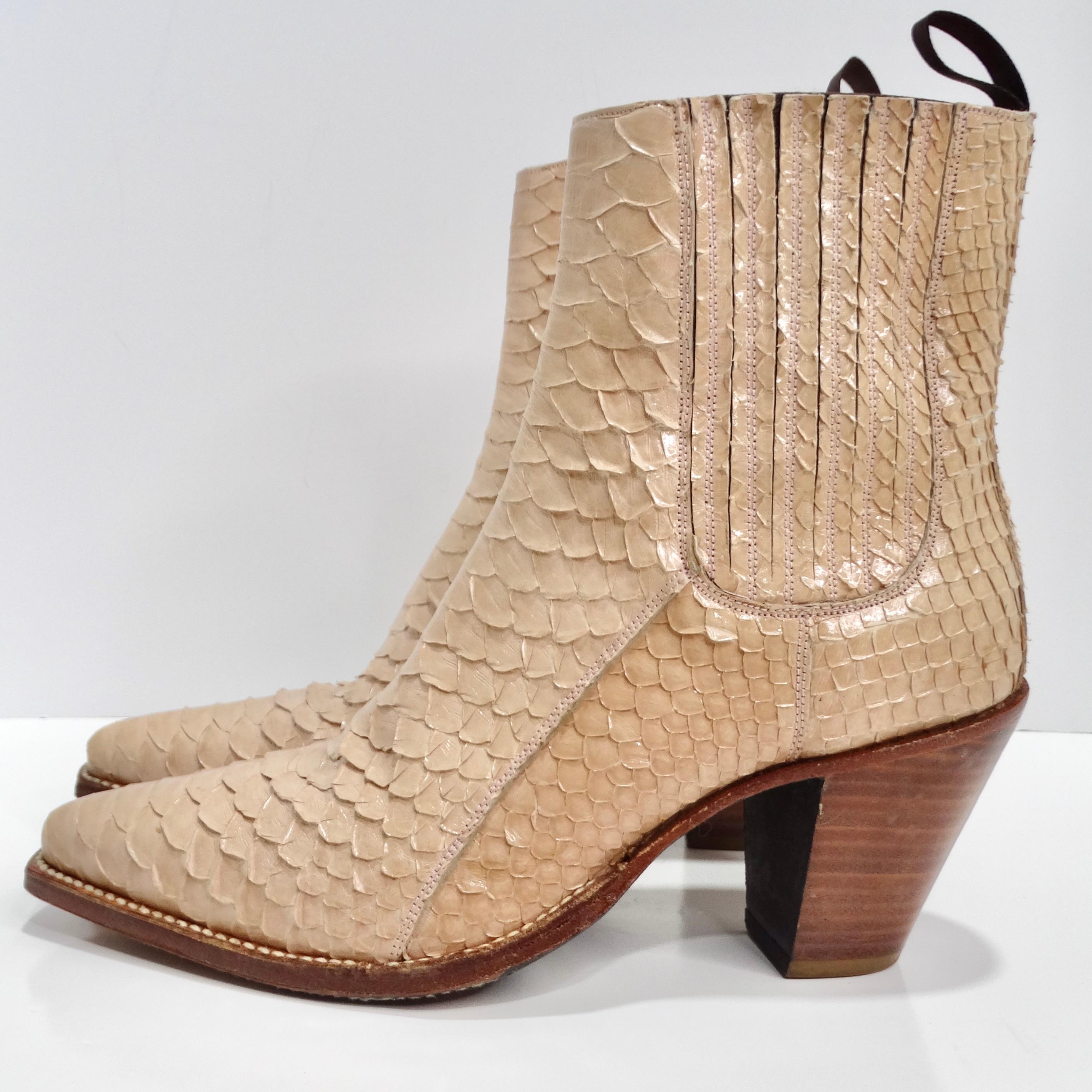 Tony Mora Beige Python Ankle Boots For Sale 2