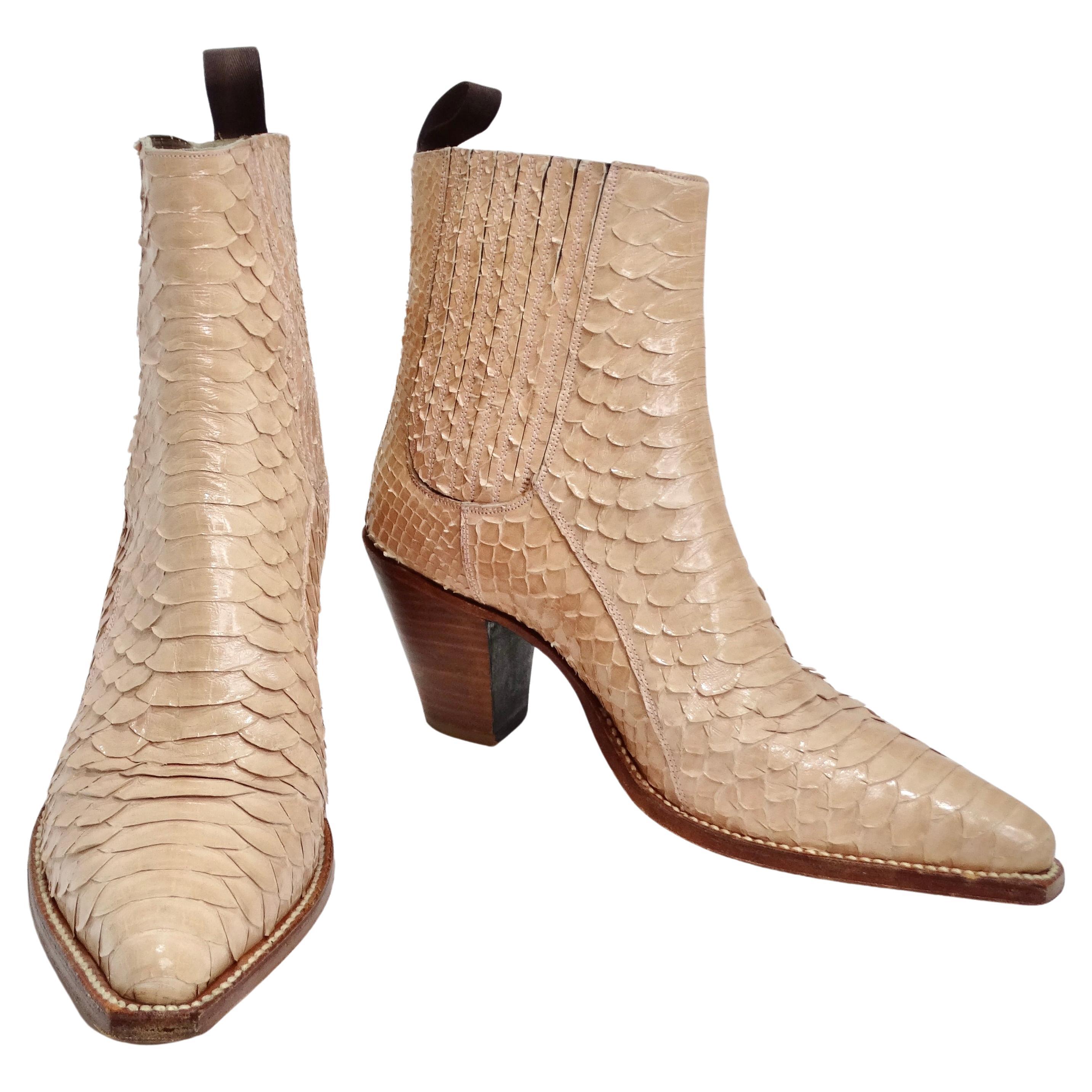 Tony Mora Beige Python Ankle Boots For Sale