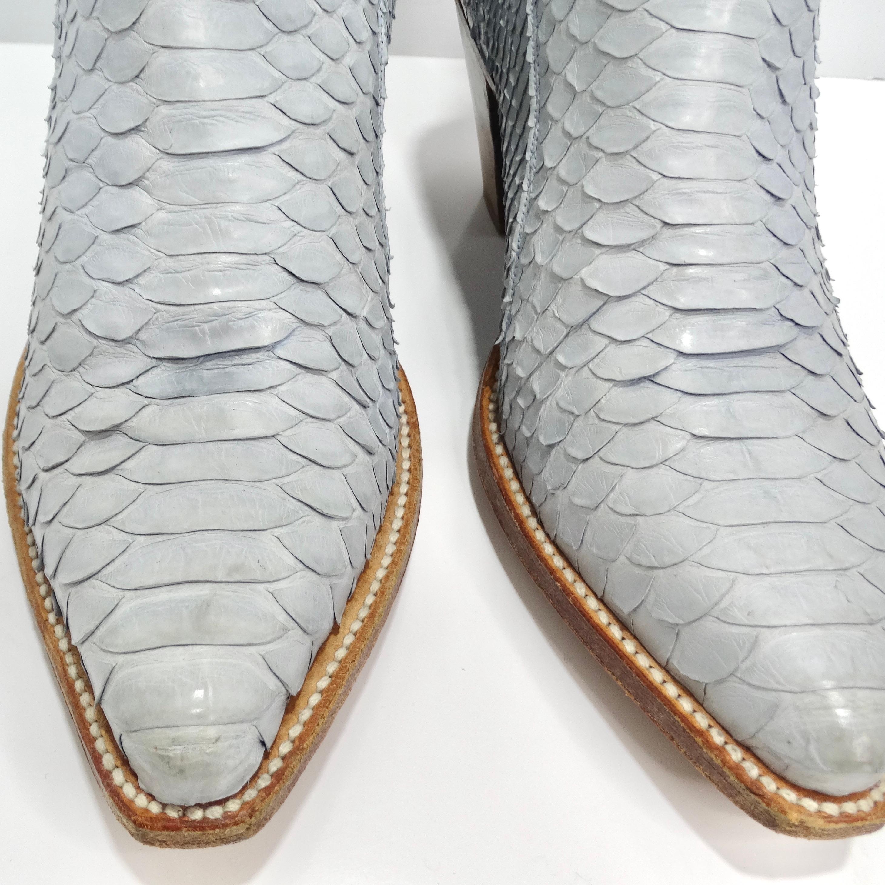 Tony Mora Blue Python Ankle Boots In Good Condition For Sale In Scottsdale, AZ