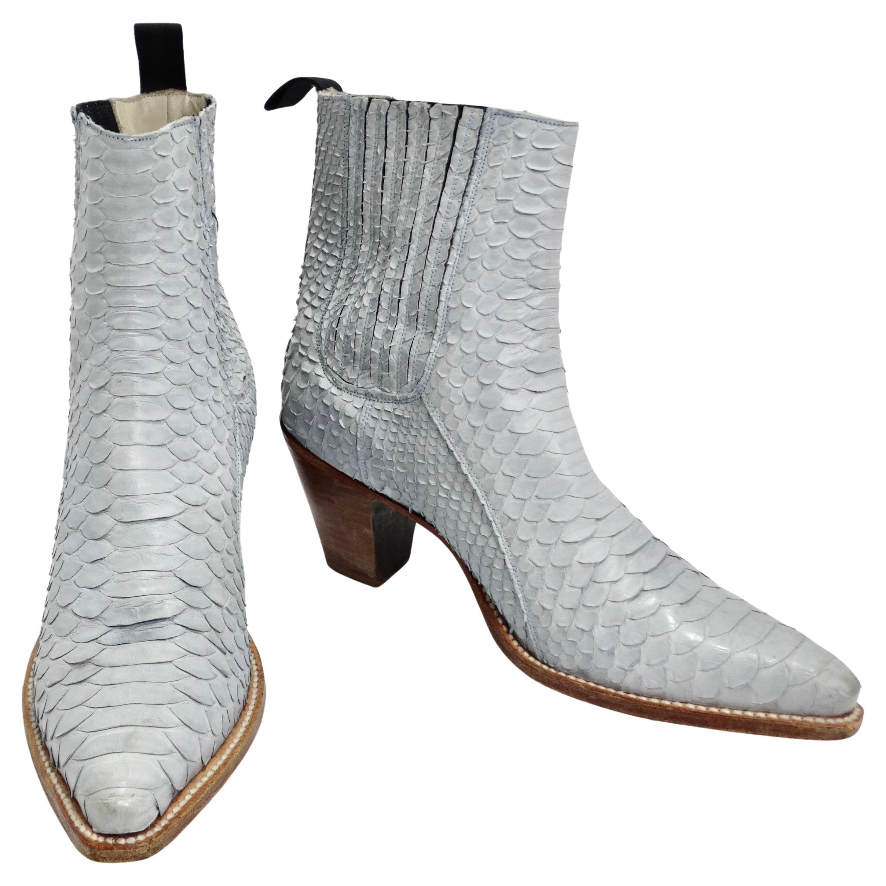 Tony Mora Blue Python Ankle Boots For Sale