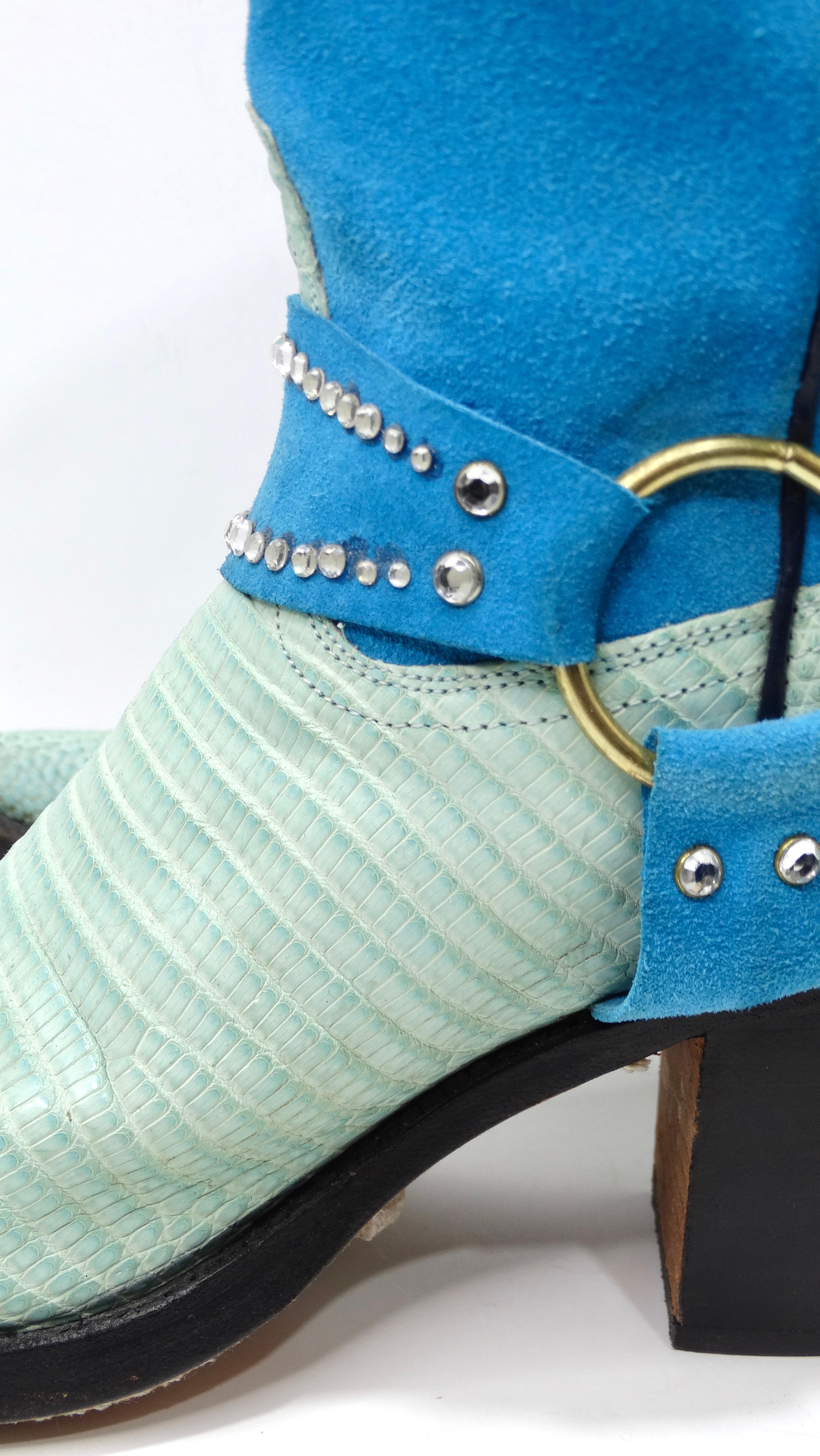 Women's or Men's Tony Mora Blue Suede Leather Cowboy Boots
