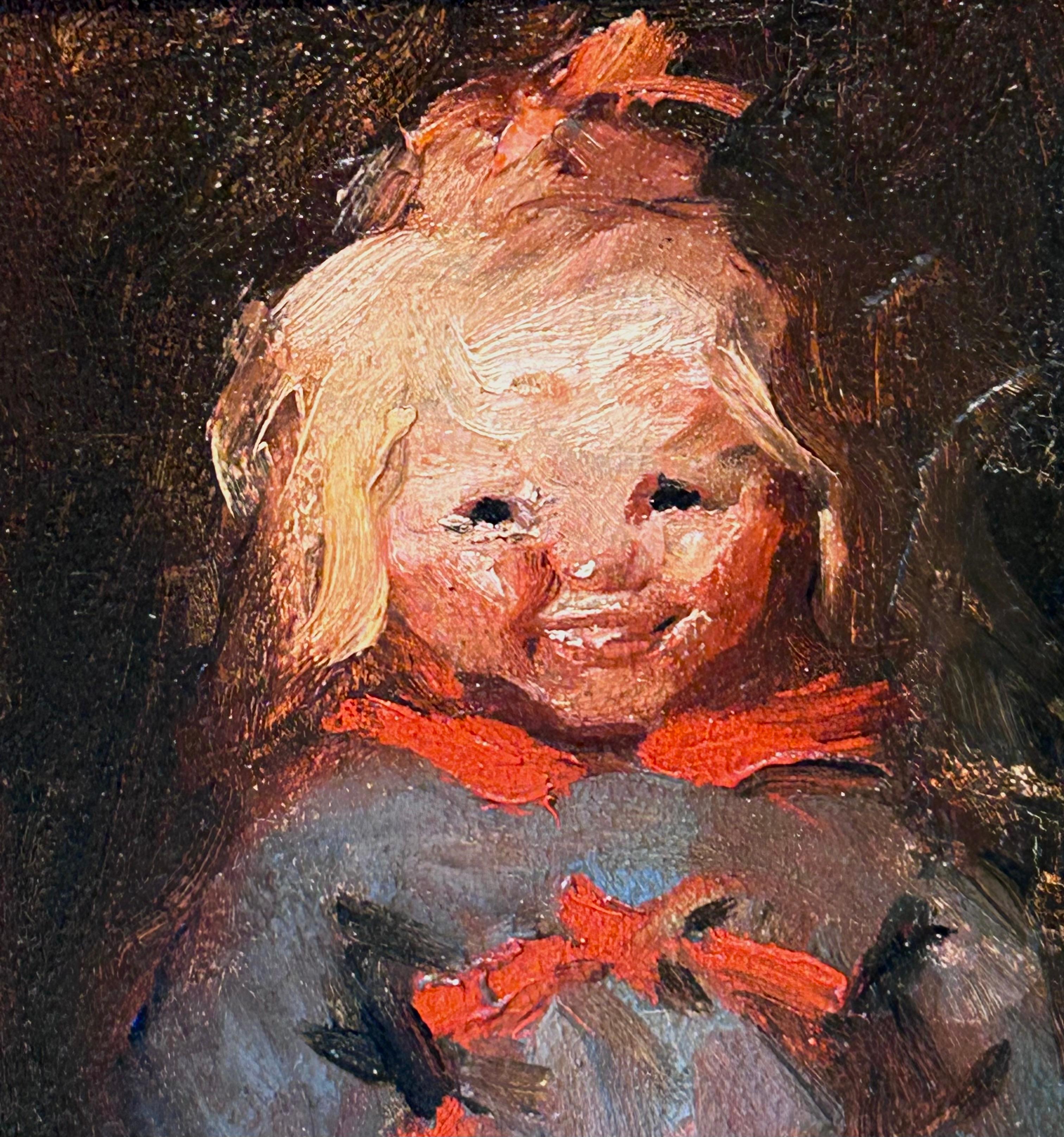 Porträt eines kleinen Mädchens mit dem Titel „Katy“ – Painting von Tony Nell