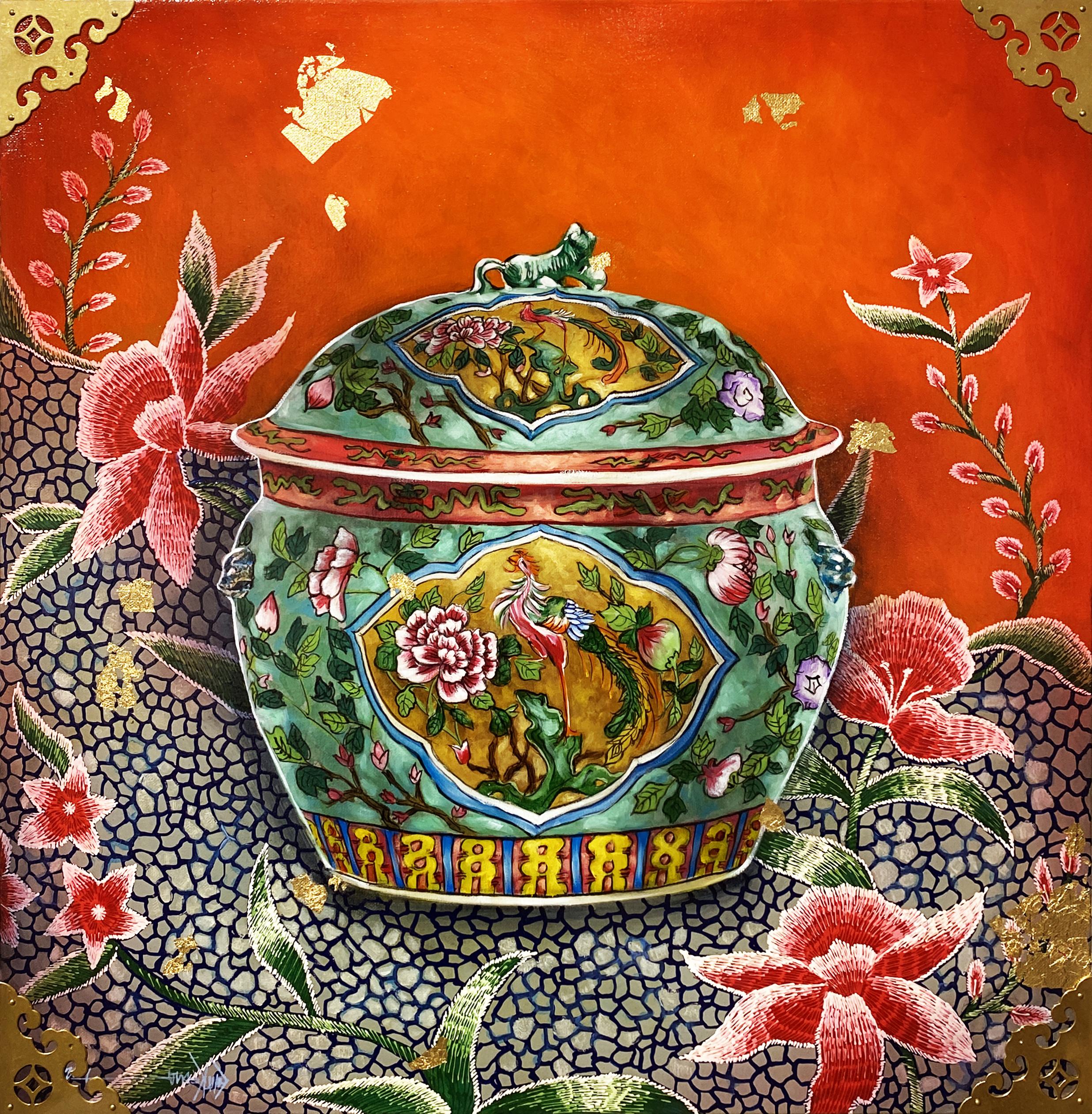 "Brilliant #2", Peranakan Baba Nyonya Straits Chinese Kamcheng Porcelain, Green