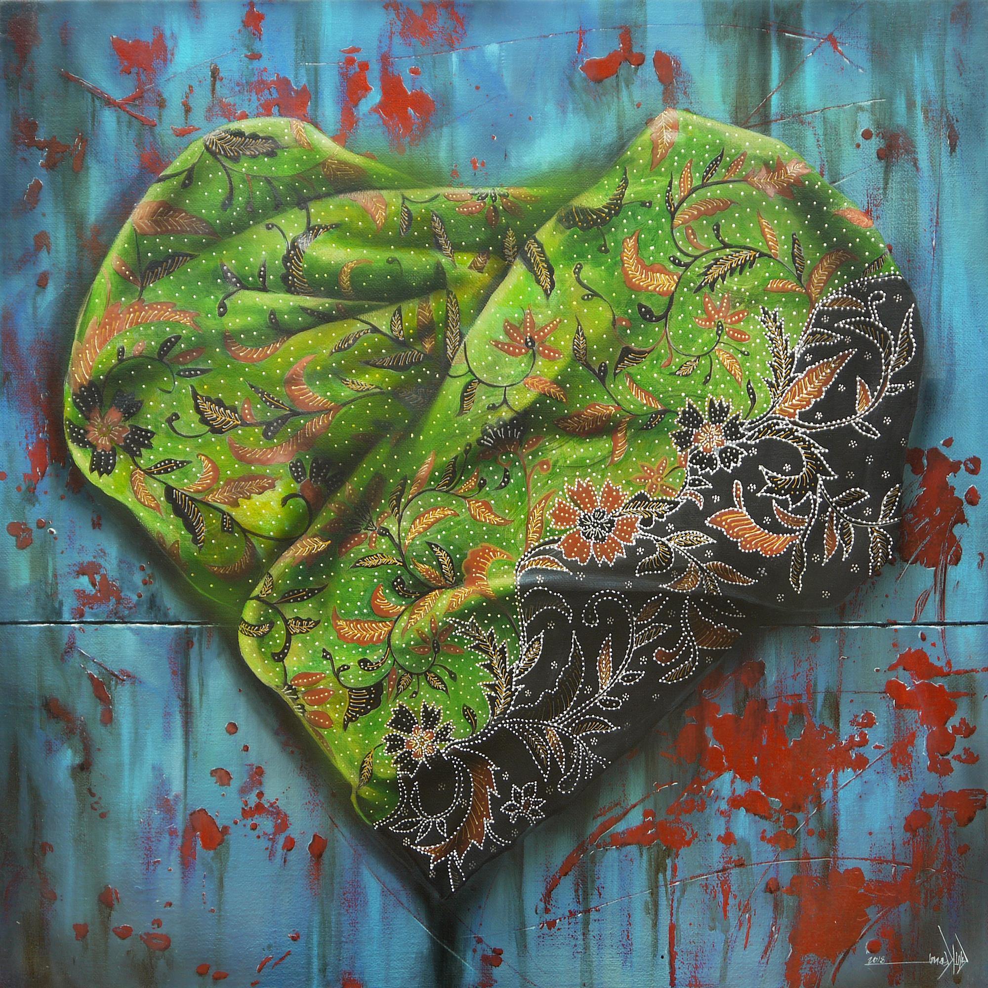 "Exploration of Love #2", Batik sarong in folding heart-shaped, Nyonya Baba