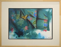 Green Sarong With Flower Patterns & Butterfly Refer The Beauty Of Life