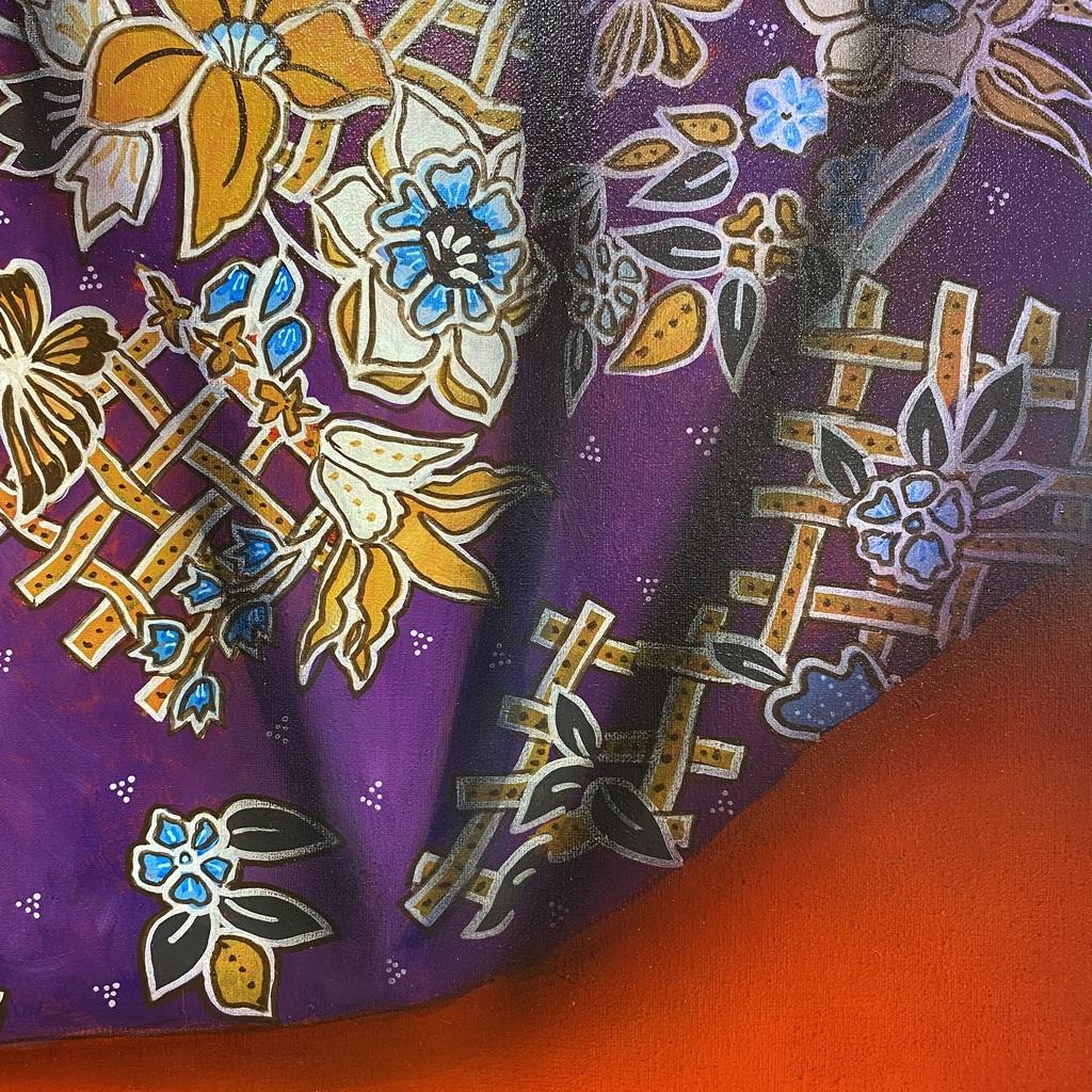 Memory Of Peranakan Baba Nyonya Painting Floral Pattern Batik Painted on Canvas 1