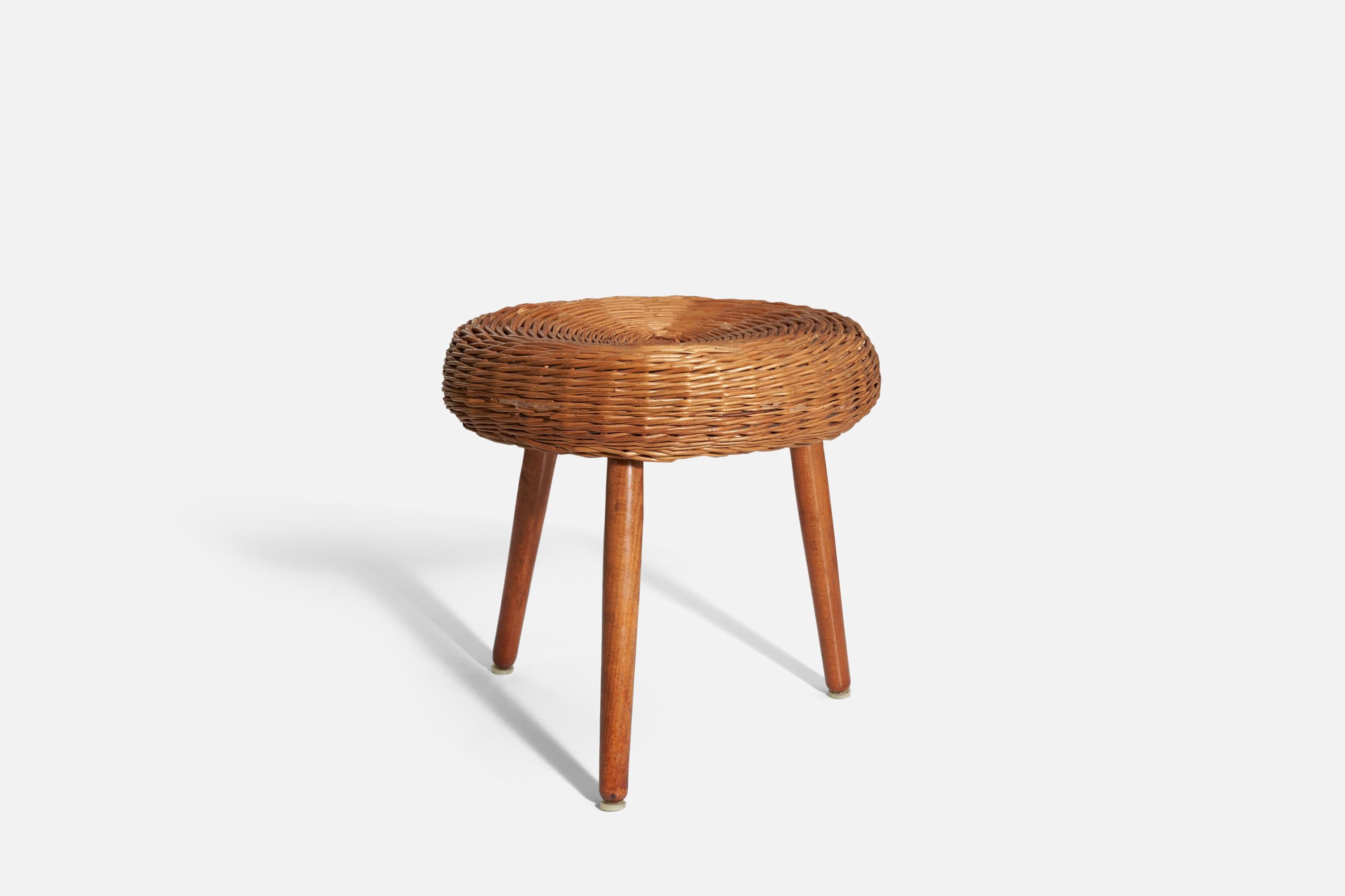 A wicker stool attributed to Tony Paul, United States, 1950s.
   