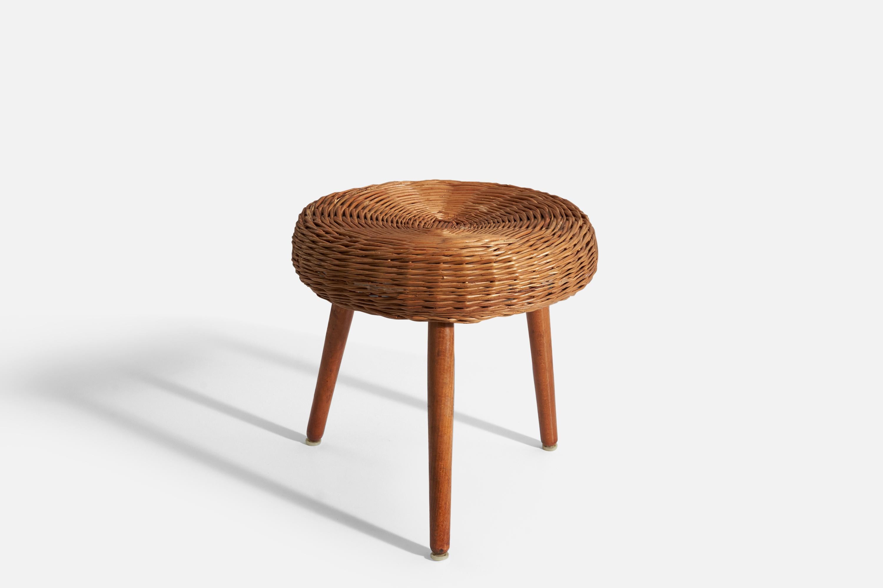 American Tony Paul 'Attributed' Stool, Wicker, United States, 1950s For Sale