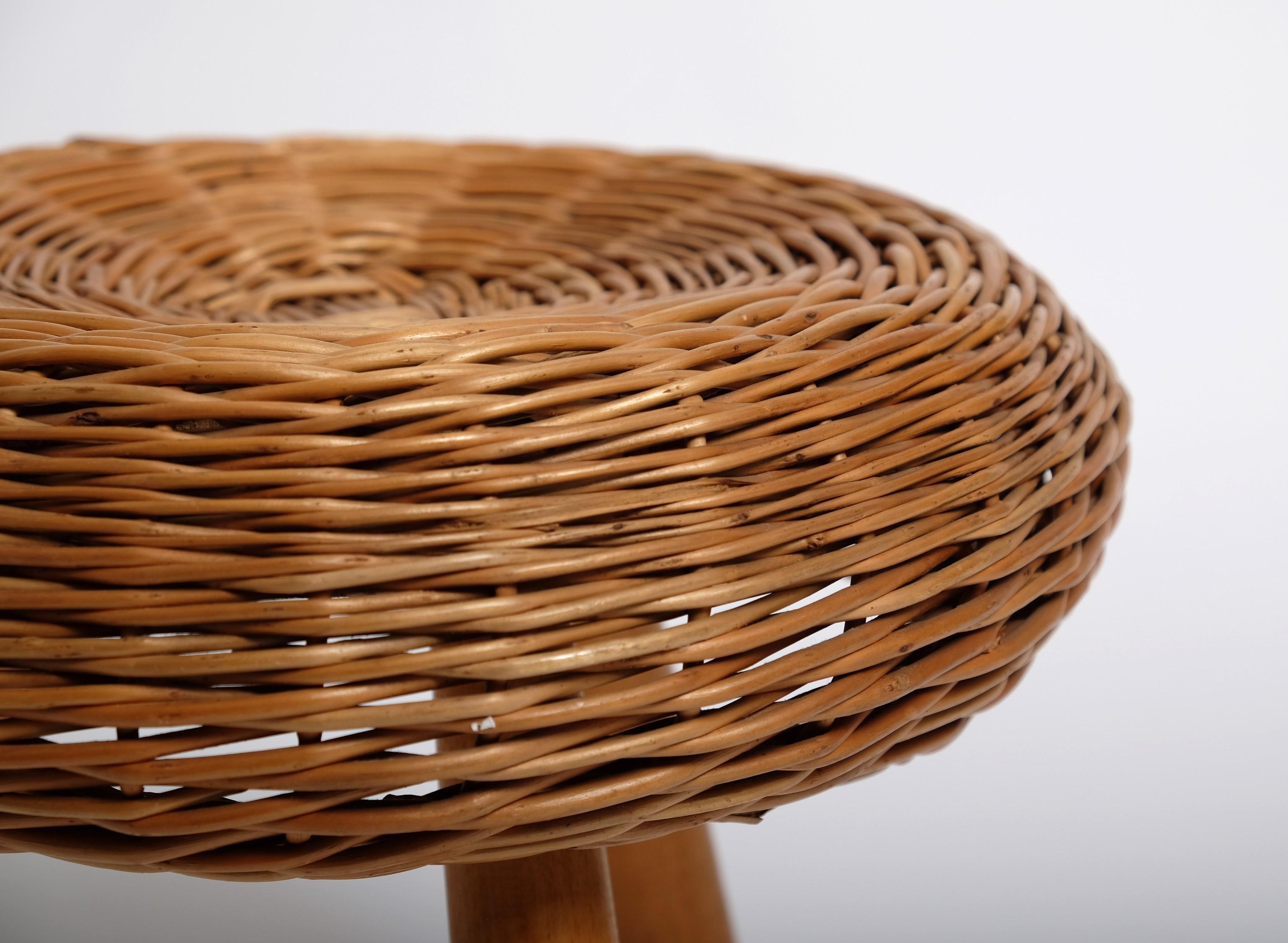 Tony Paul 'Attributed' Stool Wicker Wood, United States 1950s For Sale 7
