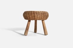 Tony Paul, “Attributed” Stool, Wicker, Wood, United States, 1950s