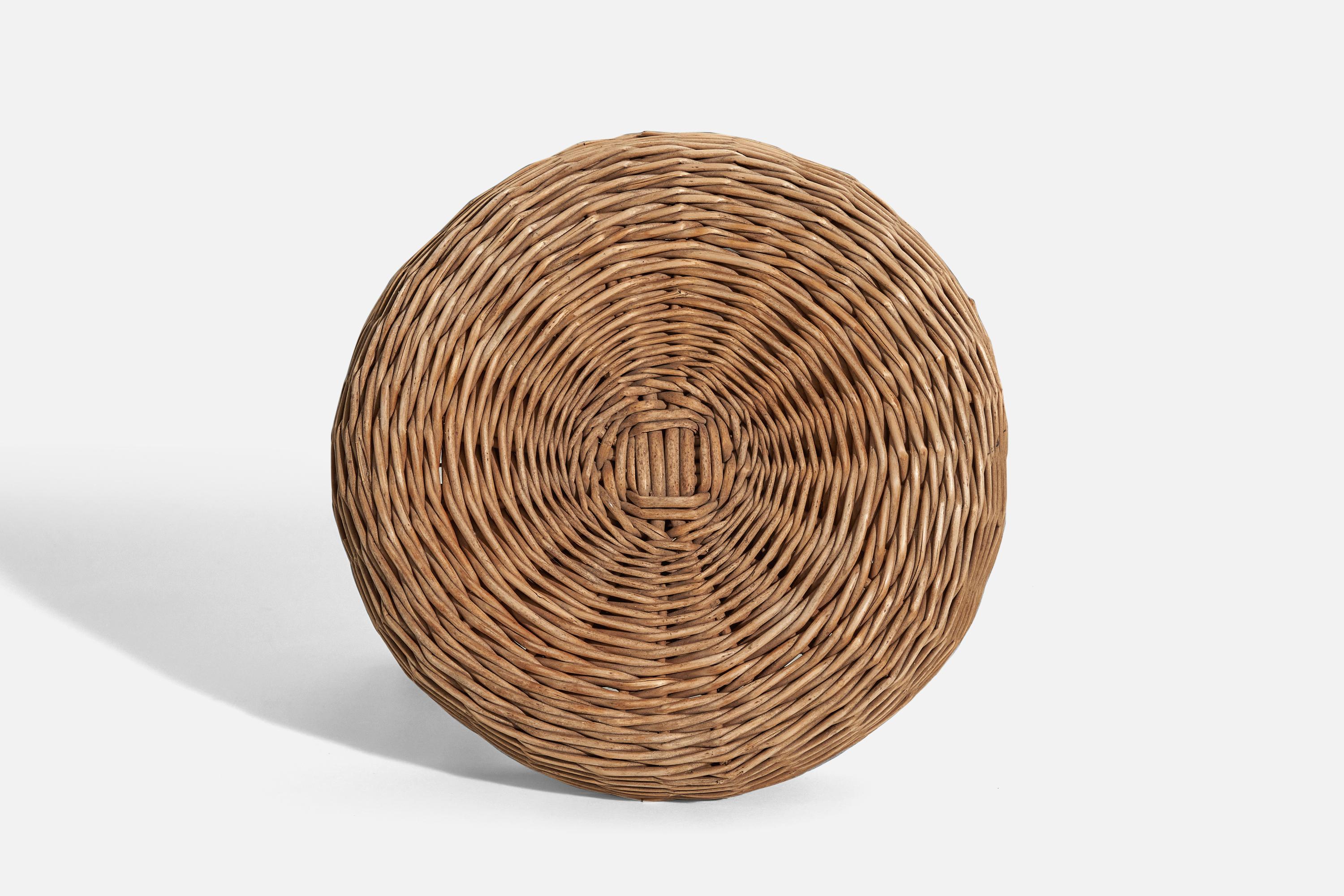 Mid-20th Century Tony Paul, “Attributed” Stool, Wicker, Wood, United States, 1950s For Sale