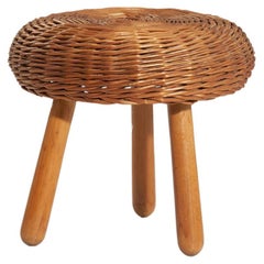 Vintage Tony Paul 'Attributed' Stool, Wicker, Wood, United States, 1950s