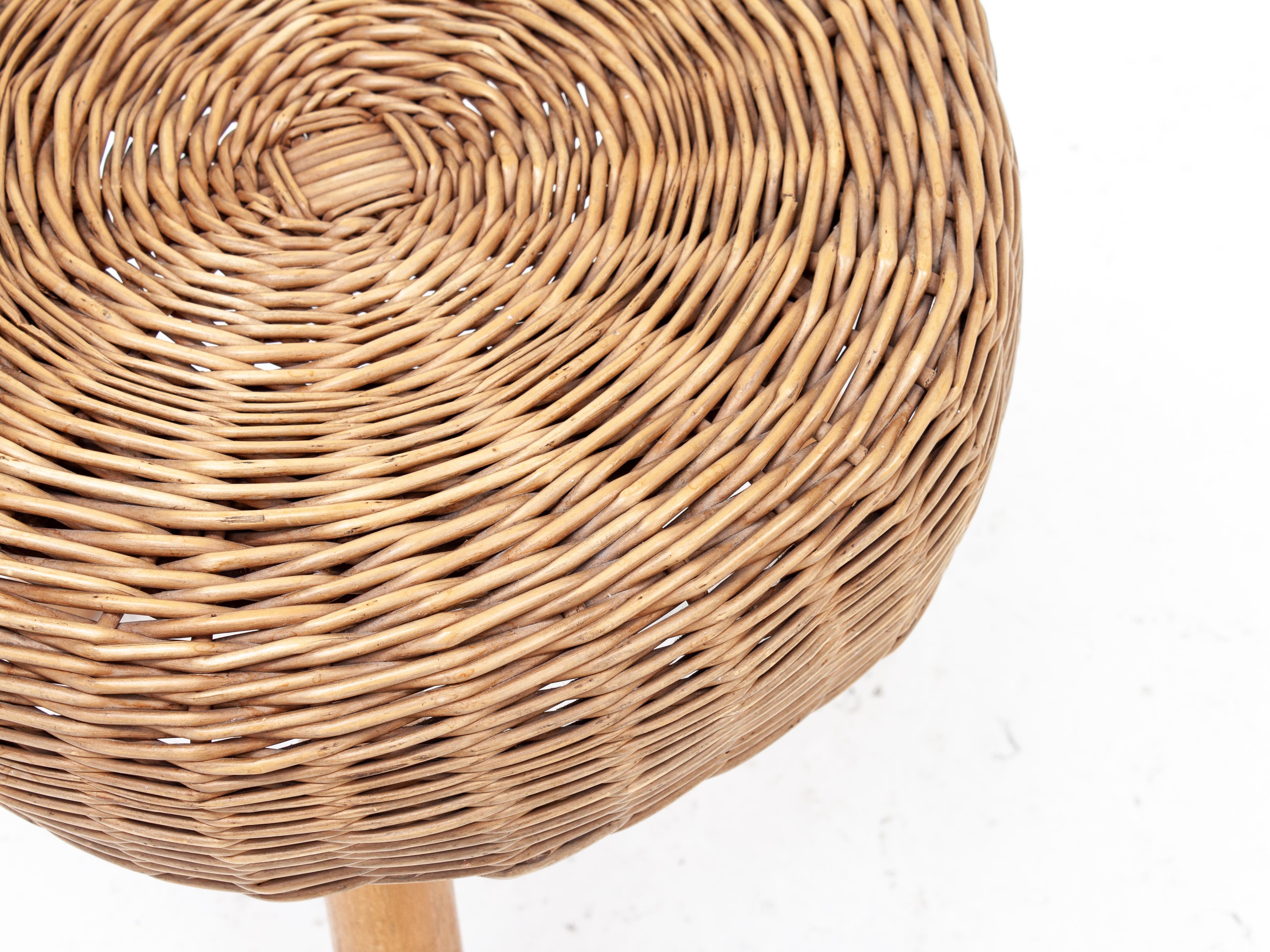 Tony Paul Attributed Wicker Stool, 1950/60s For Sale 4