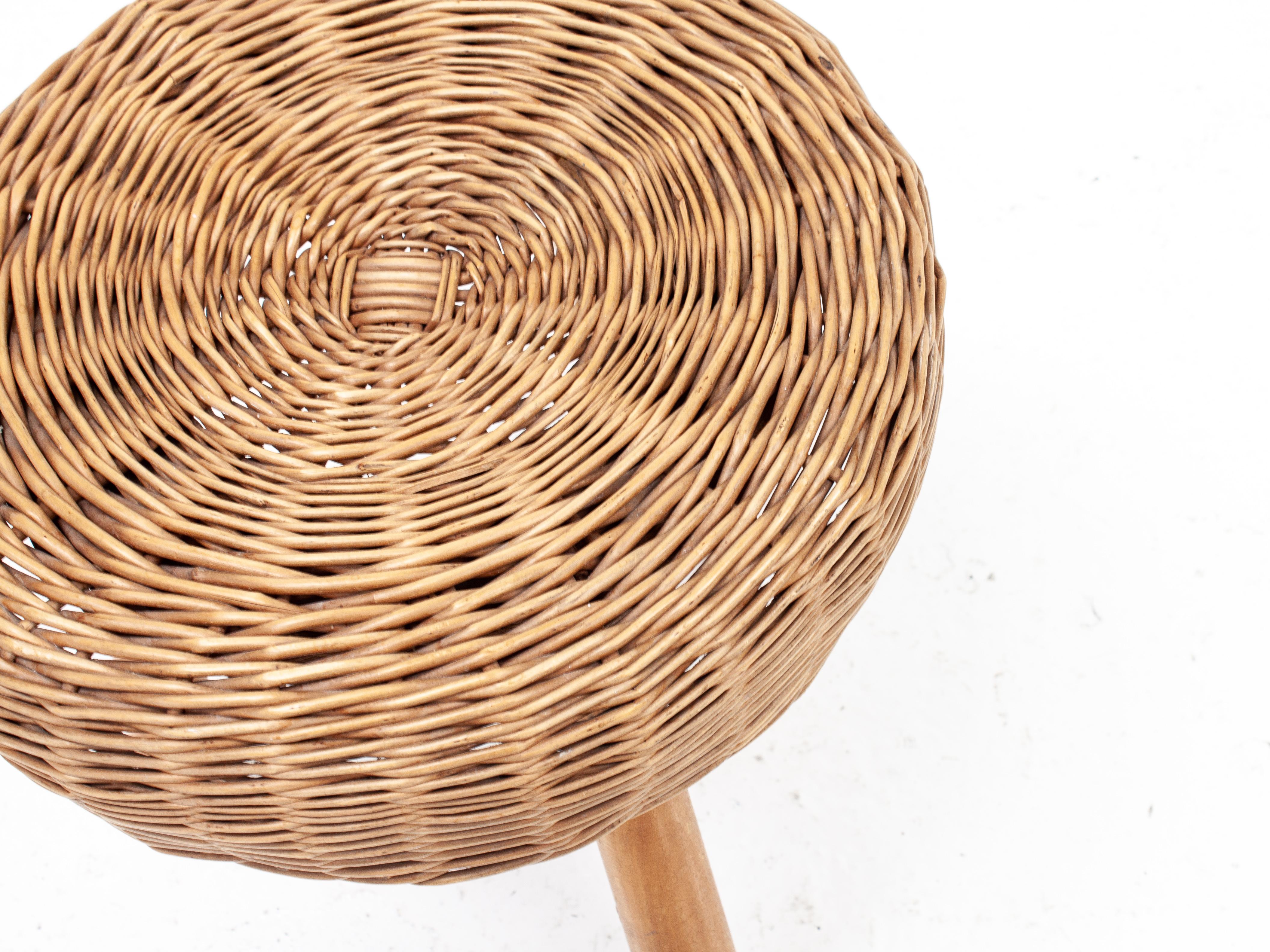 Tony Paul Attributed Wicker Stool, 1950/60s 5