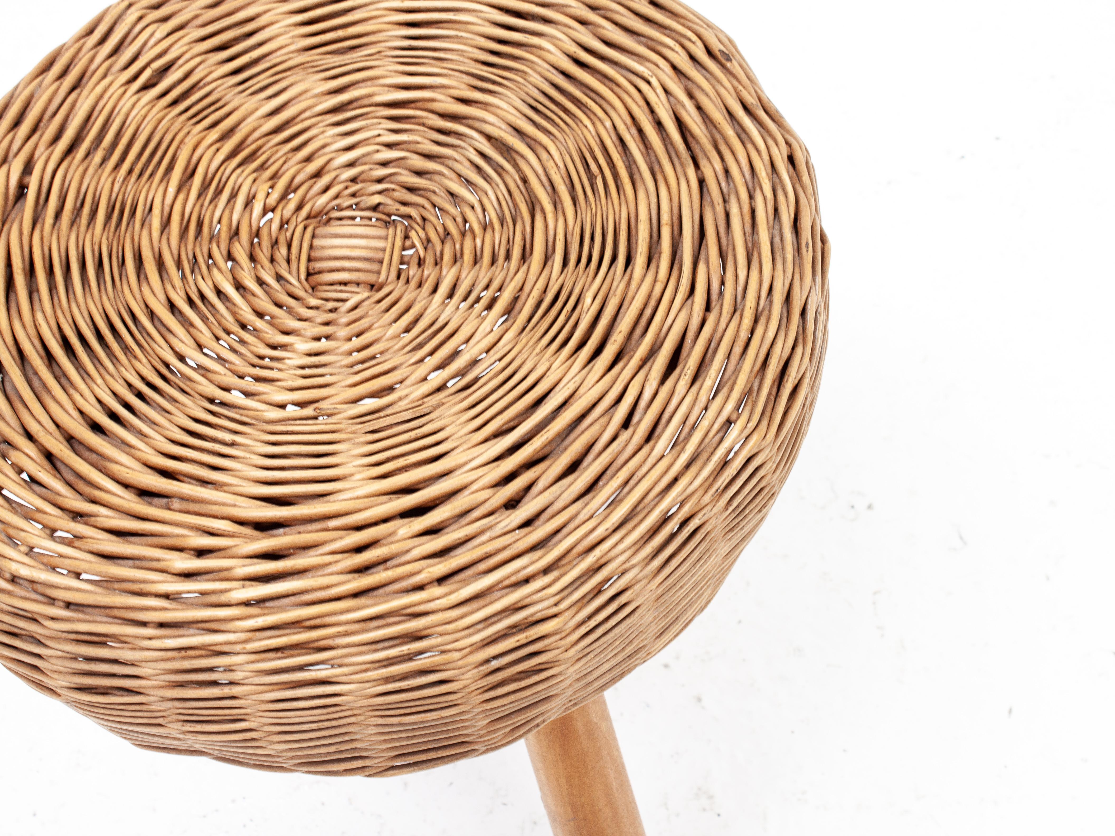 Tony Paul Attributed Wicker Stool, 1950/60s For Sale 5