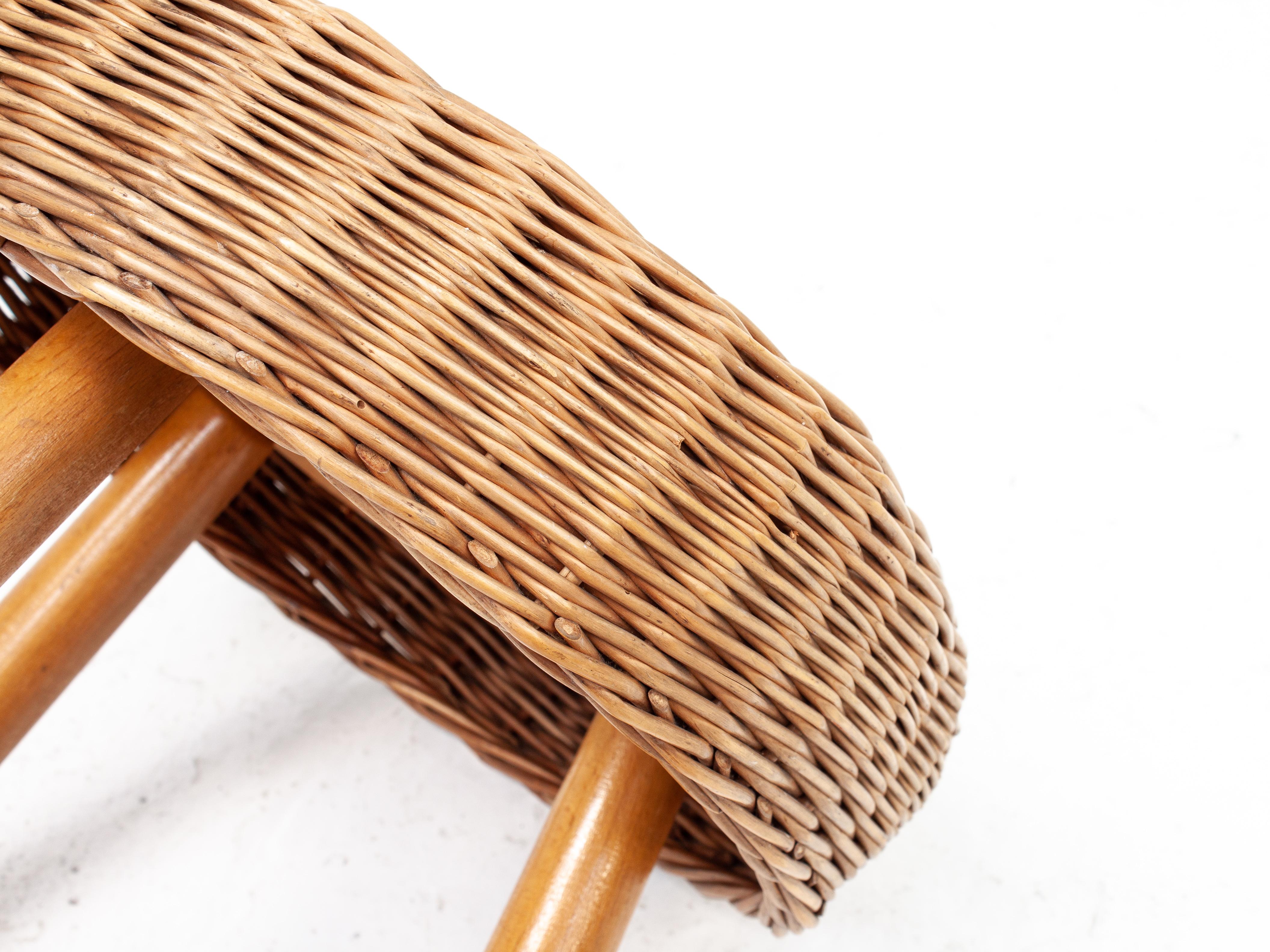 Tony Paul Attributed Wicker Stool, 1950/60s For Sale 6