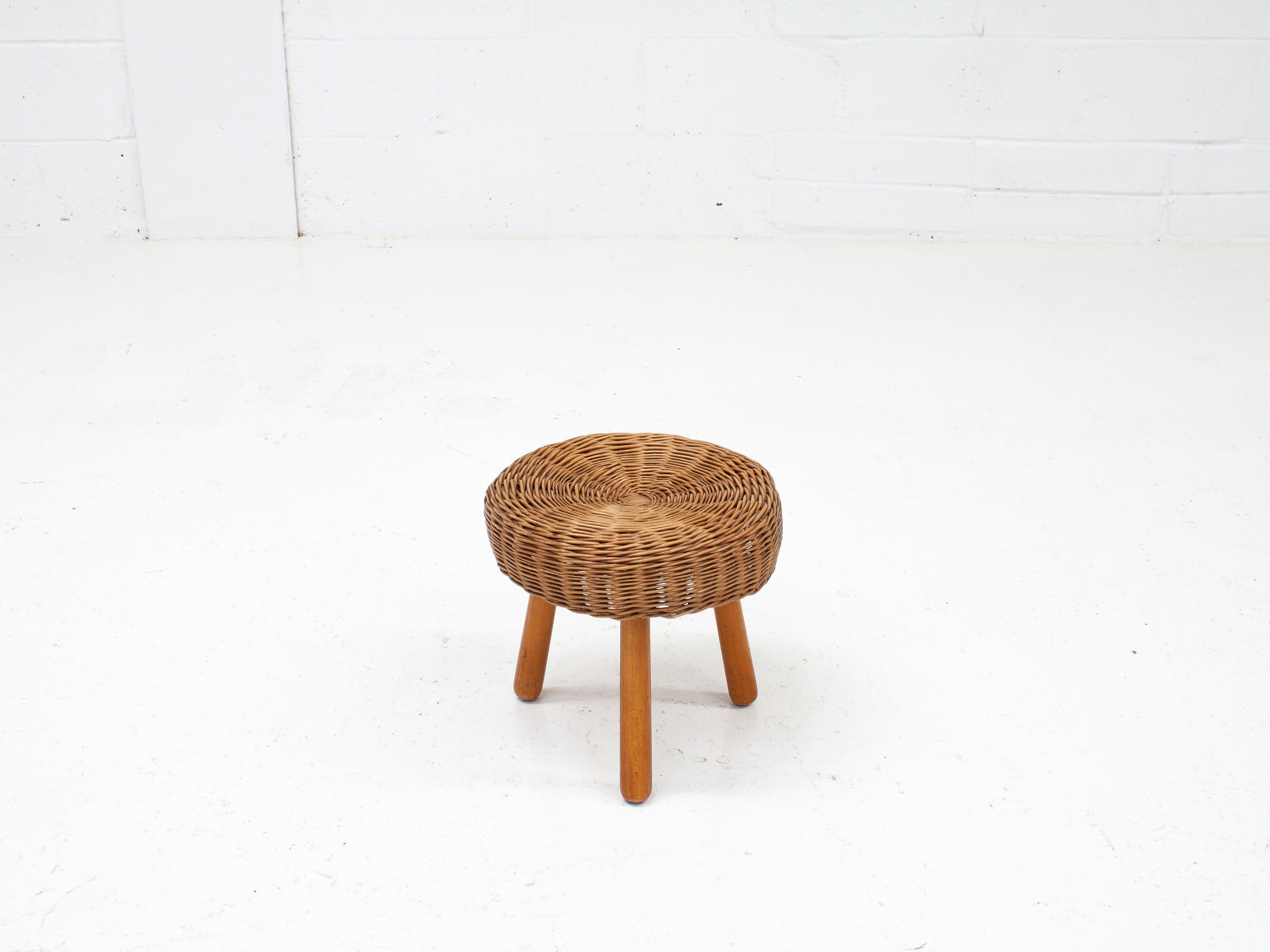 Tony Paul Attributed Wicker Stool, 1950/60s For Sale 8