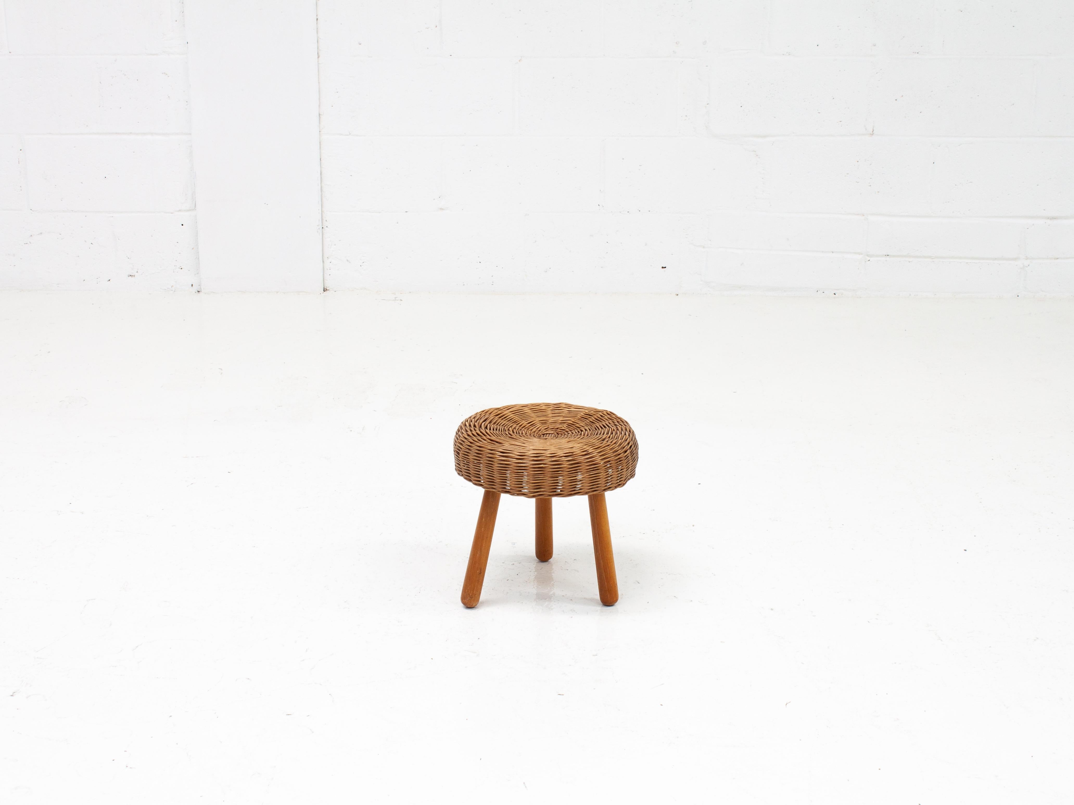 Mid-Century Modern Tony Paul Attributed Wicker Stool, 1950/60s