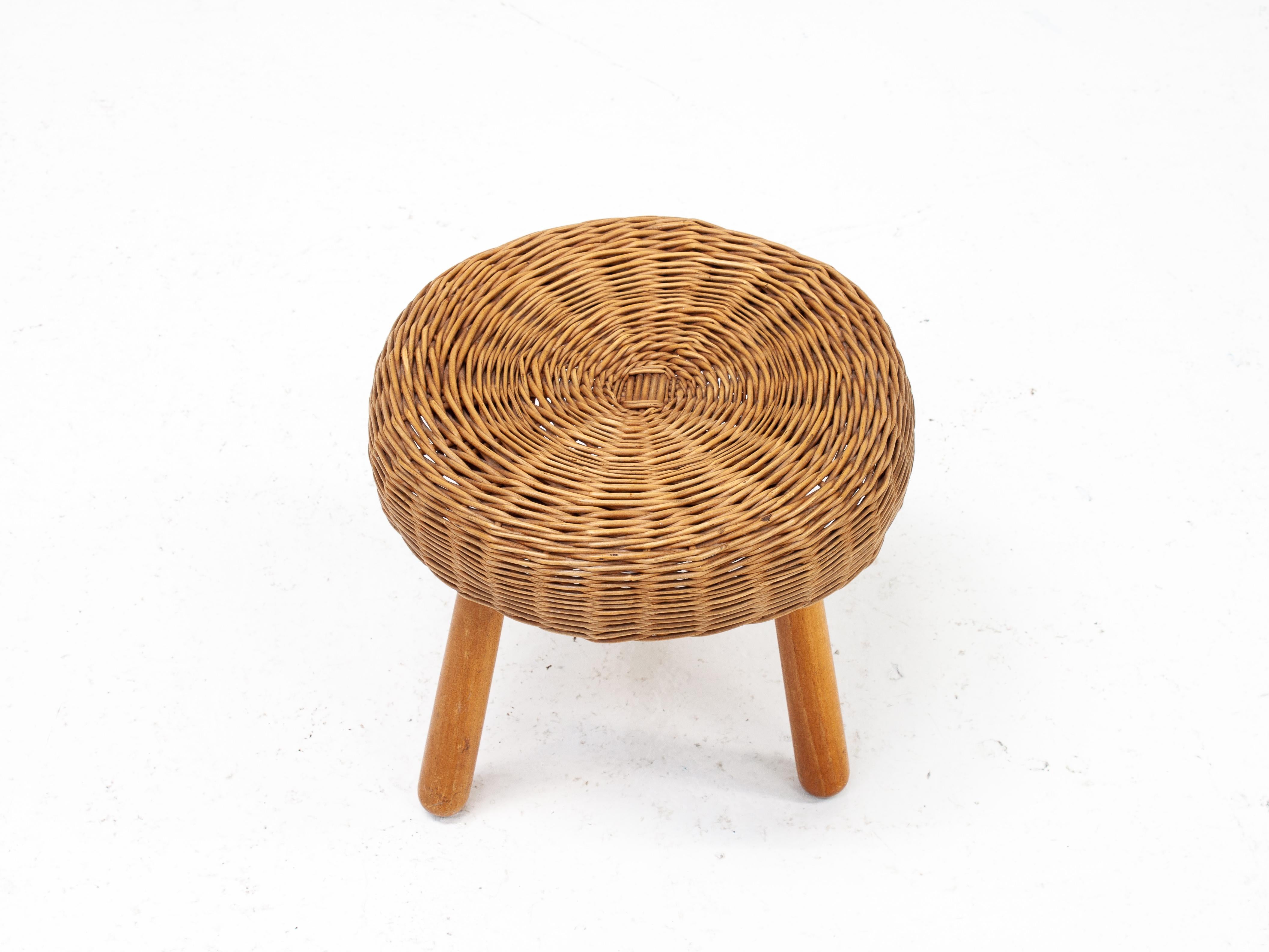 Tony Paul Attributed Wicker Stool, 1950/60s In Good Condition In London Road, Baldock, Hertfordshire