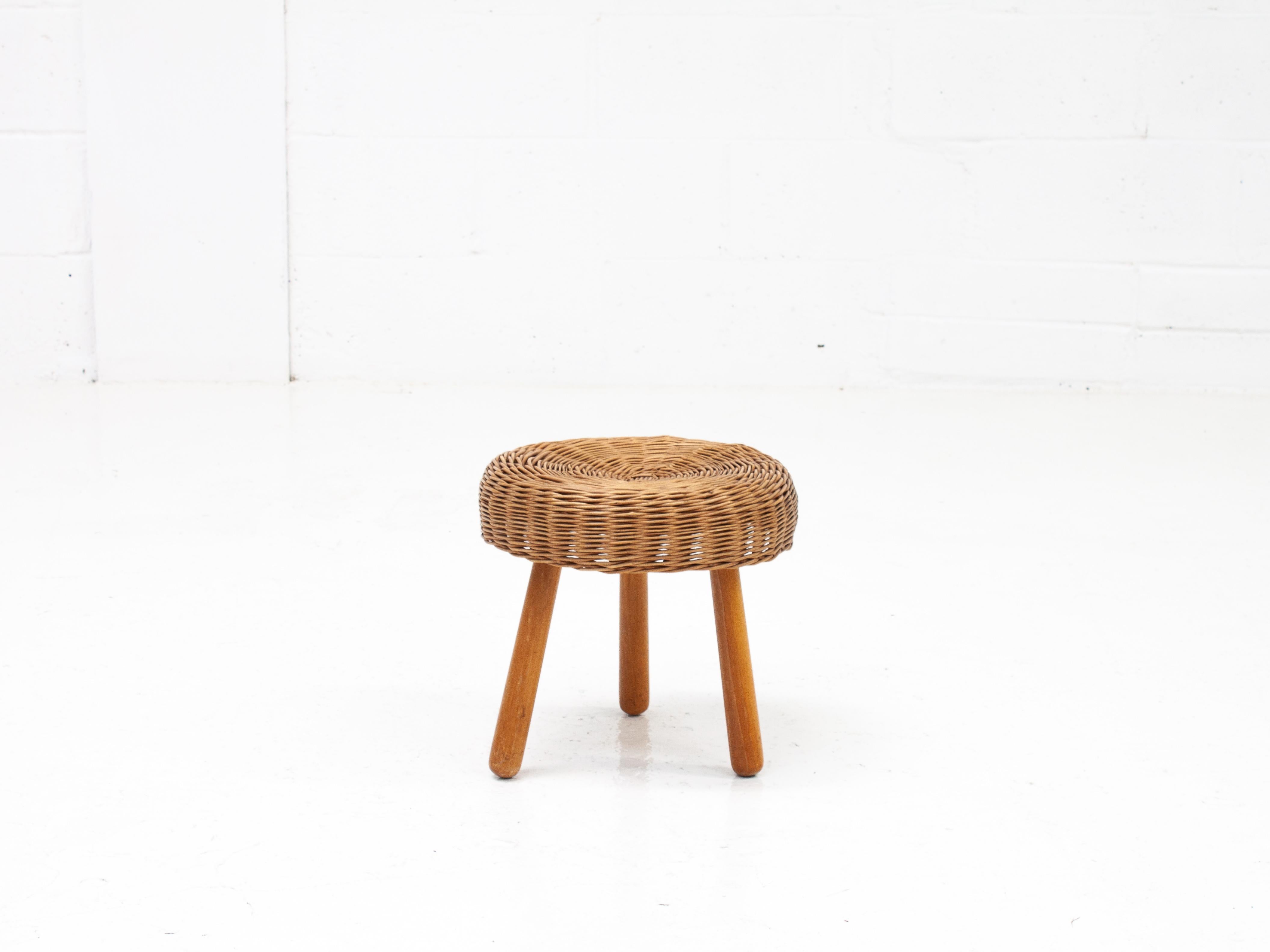 20th Century Tony Paul Attributed Wicker Stool, 1950/60s For Sale