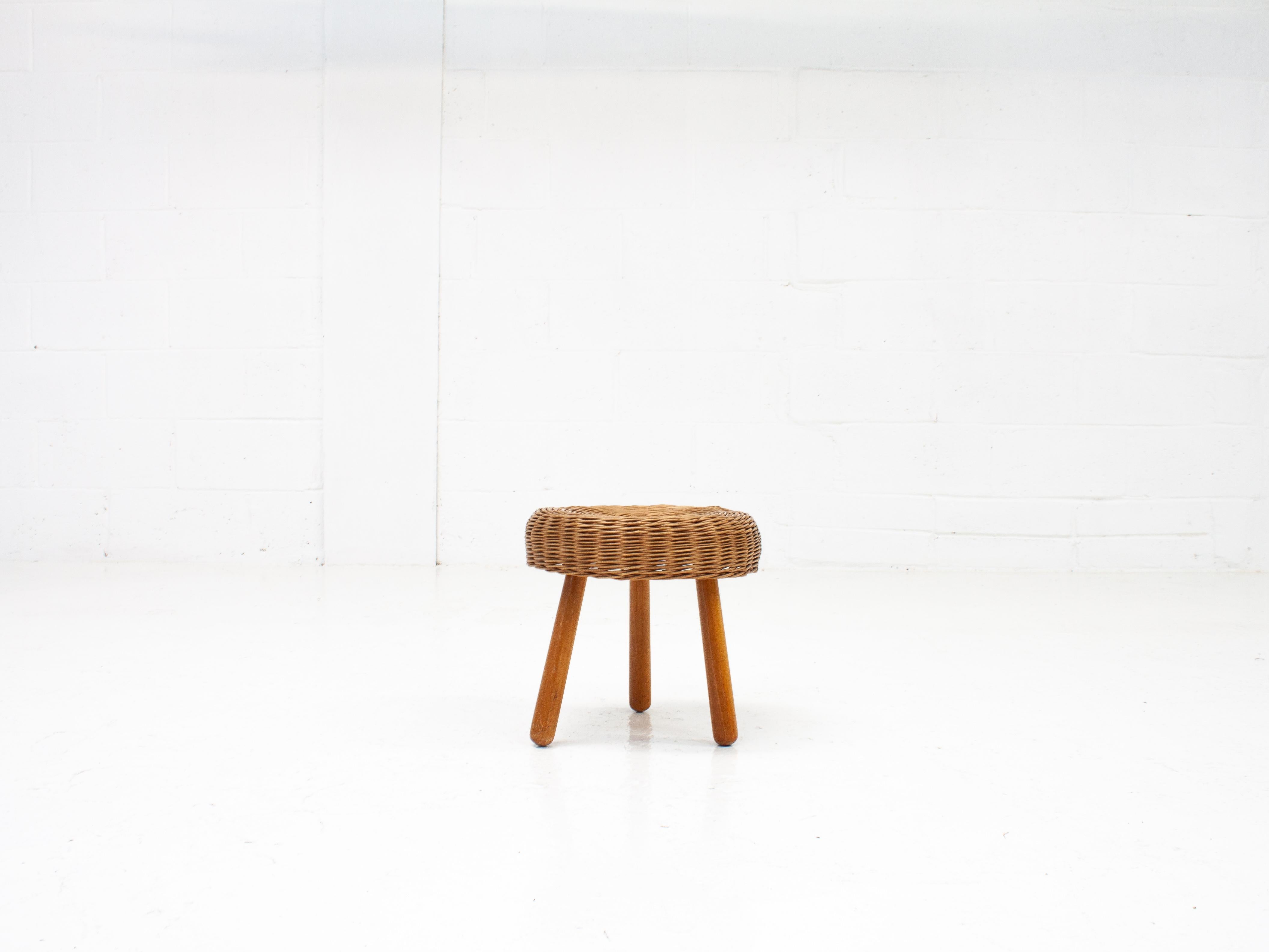 Tony Paul Attributed Wicker Stool, 1950/60s For Sale 2