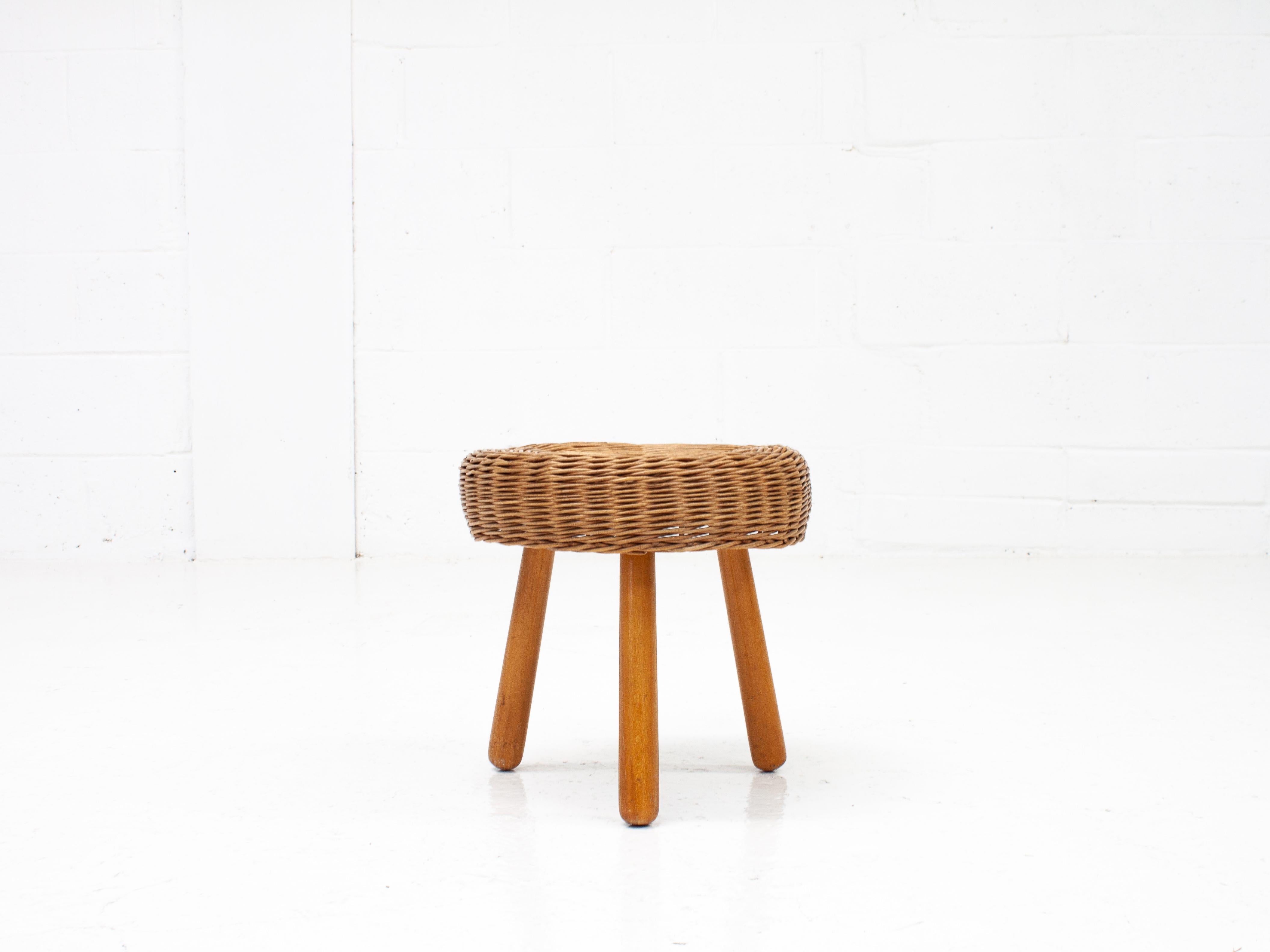 Tabouret en osier attribué à Tony Paul, années 1950/60 en vente 2