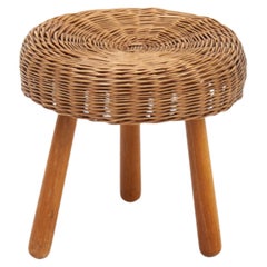 Tabouret en osier attribué à Tony Paul, années 1950/60