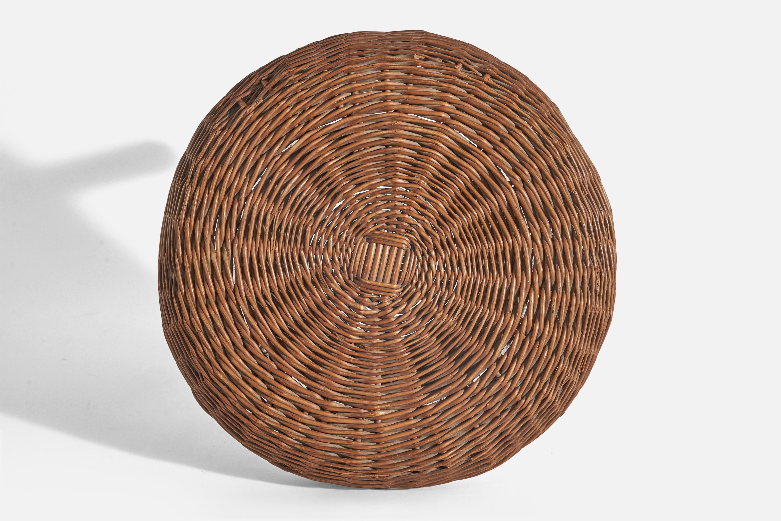 Tony Paul Attribution, Stool, Wicker, Wood, United States, 1950s In Good Condition For Sale In High Point, NC