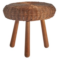 Tony Paul Attribution, Stool, Wicker, Wood, United States, 1950s