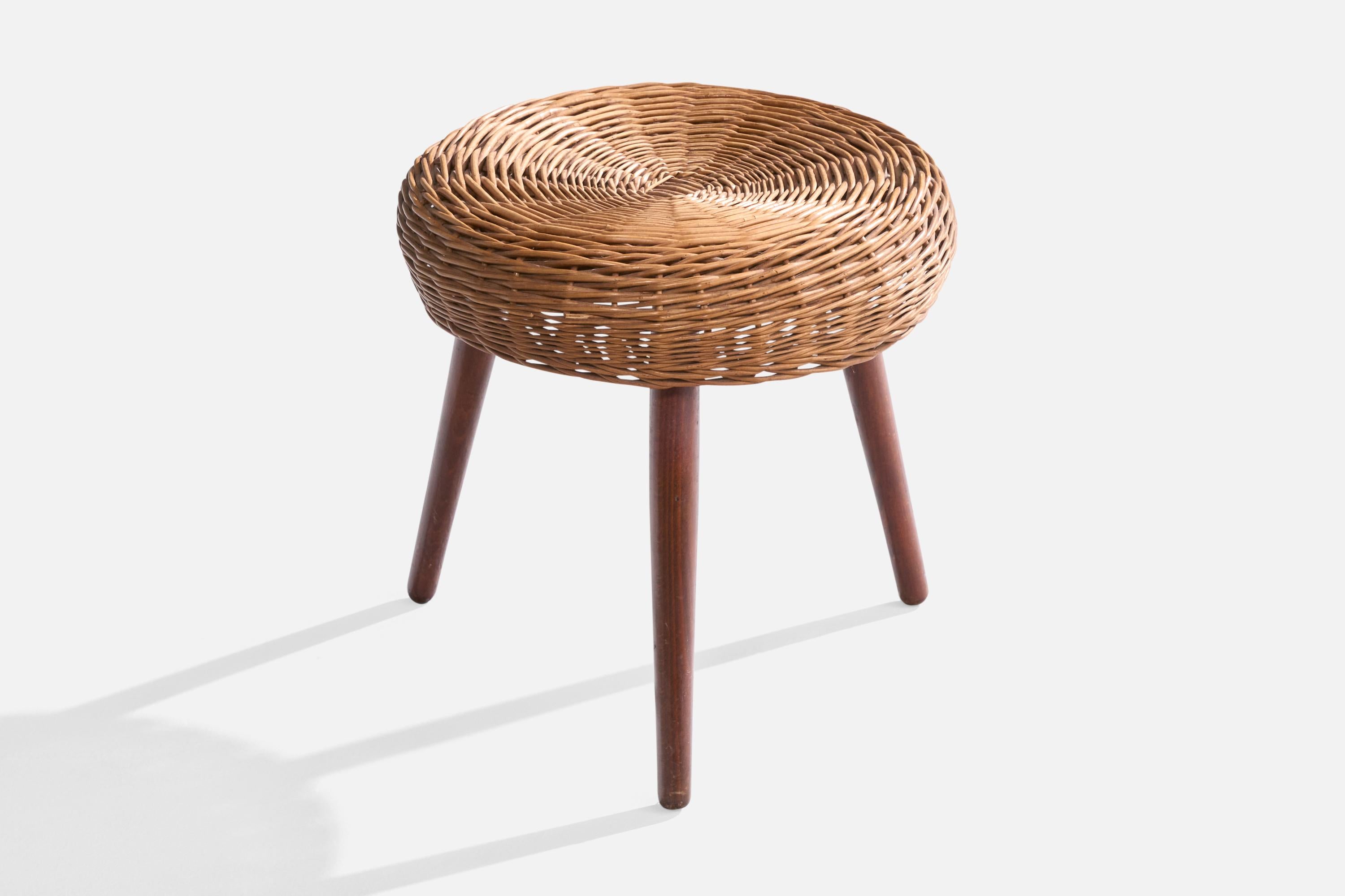 Tabouret en bois et en rotin attribué à Tony Paul, USA, c.C.

Dimensions : 15.625