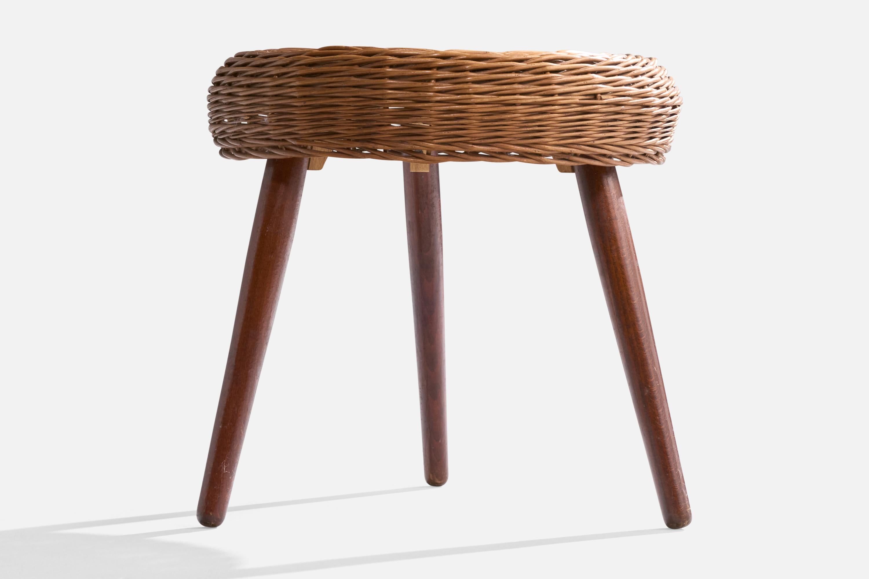 Américain Tony Wooding, tabouret, bois, canne, États-Unis, années 1950 en vente