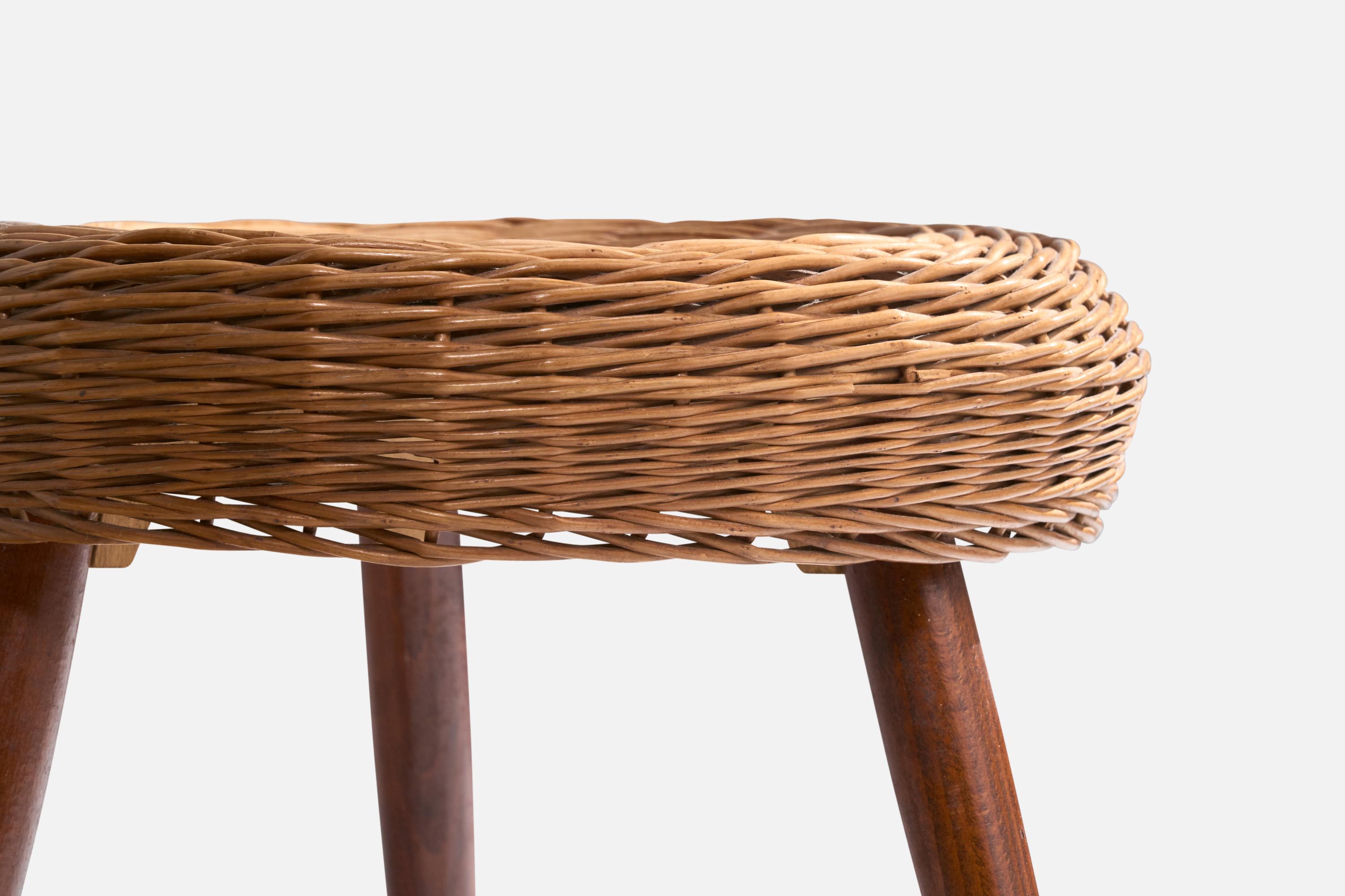 Tony Wooding, tabouret, bois, canne, États-Unis, années 1950 Bon état - En vente à High Point, NC