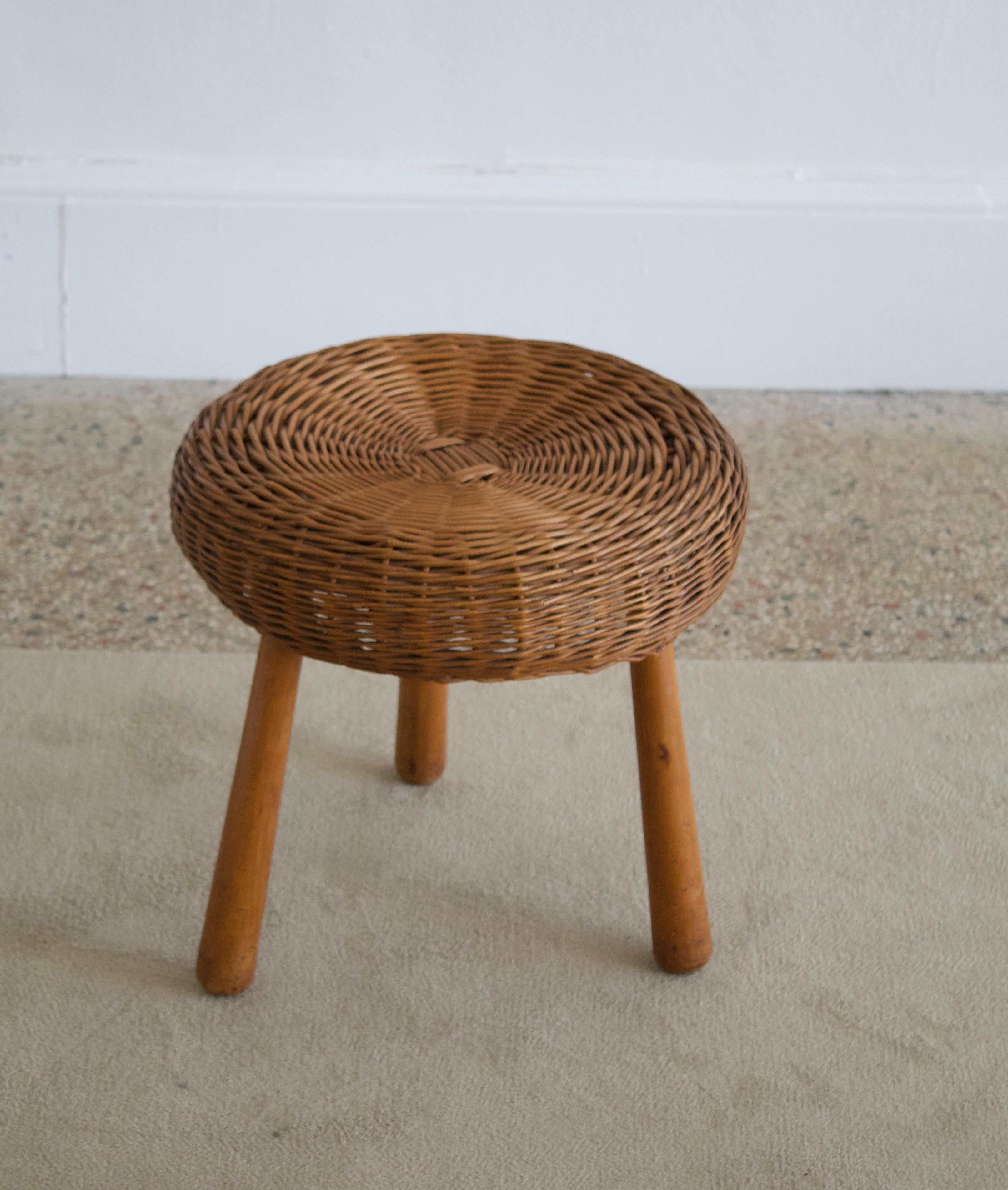 A stool, design attributed to Tony Paul. Features an interesting mix of rattan and finely carved solid wood.

Other designers of the period include Charlotte Perriand, Pierre Chapo, Isamu Noguchi, Eero Arnio, and Sori Yanagi.
