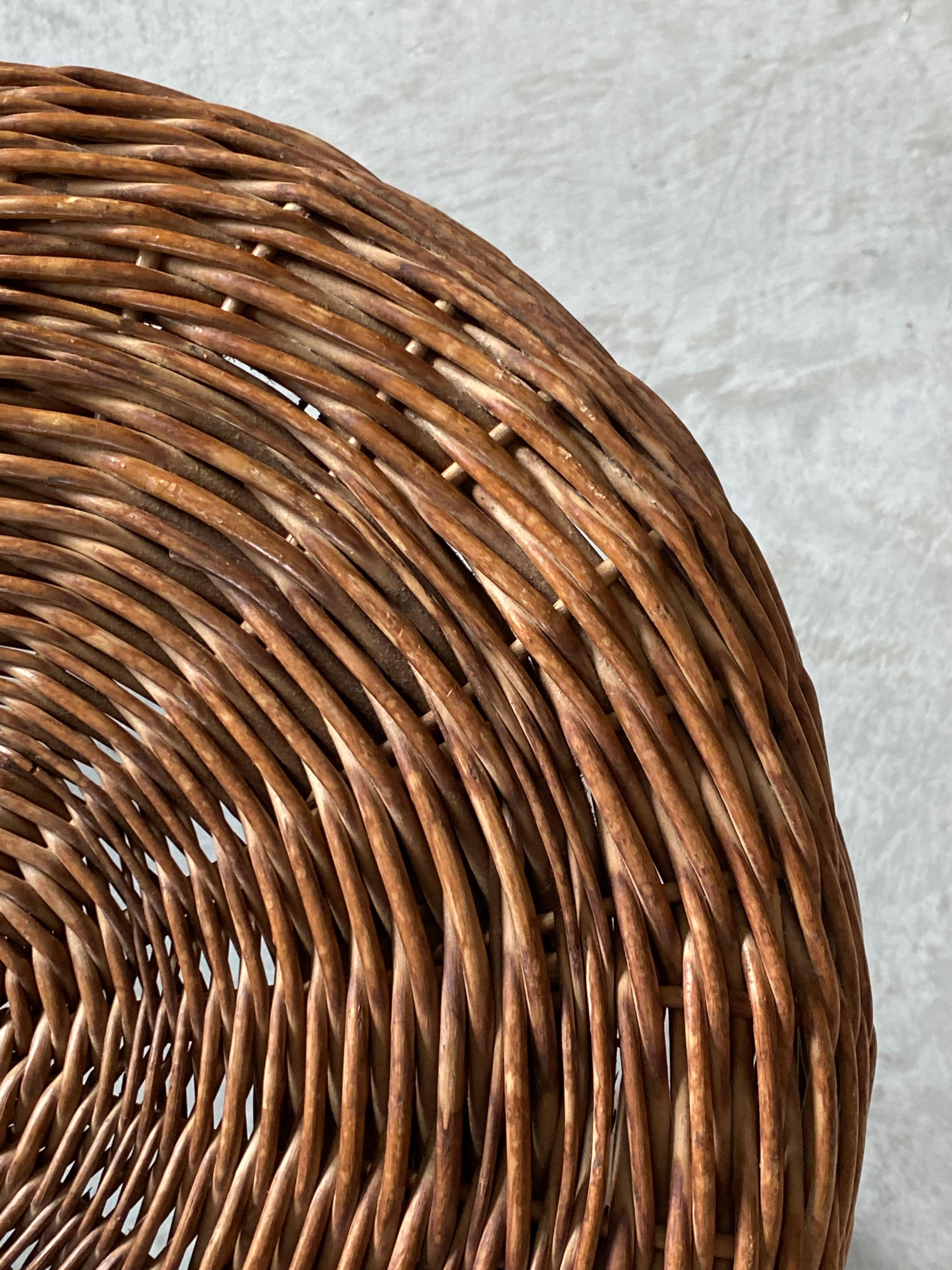 American Tony Paul 'Attribution' Stool, Woven Wicker, Wood, United States, 1950s