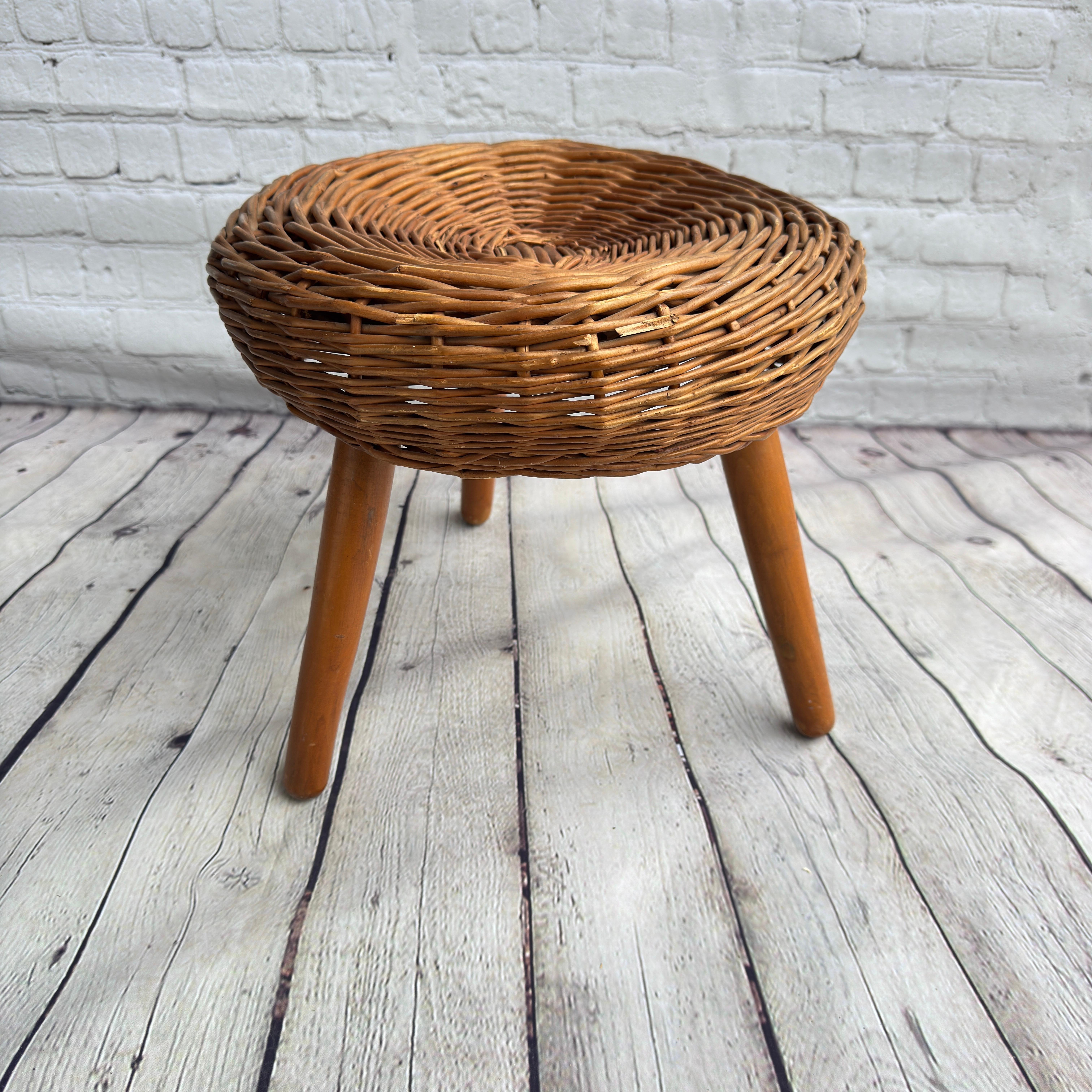 Tessuto Sgabello Tony Paul 'Attribution', vimini intrecciato, Wood, Stati Uniti, anni '50 in vendita