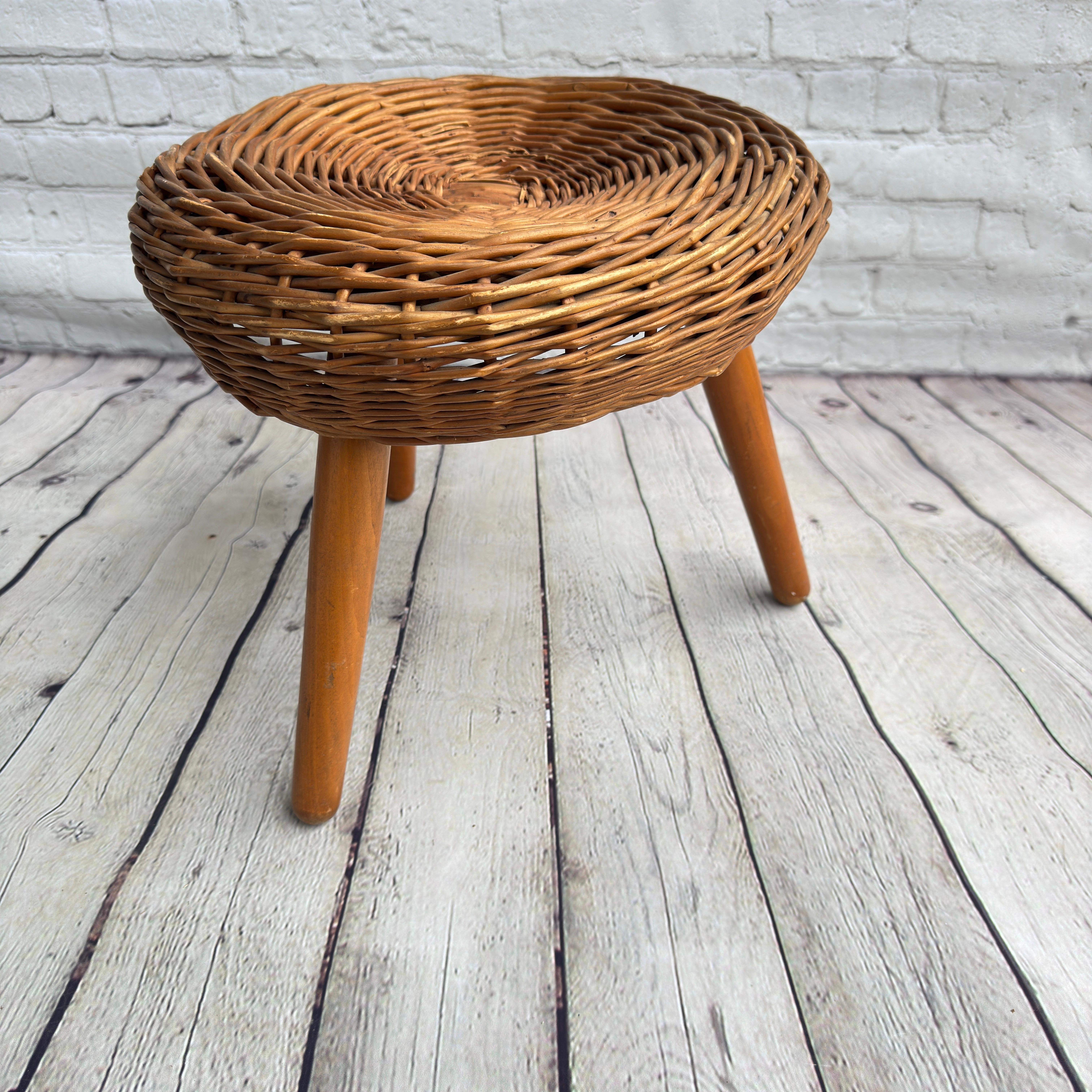 Vimini Sgabello Tony Paul 'Attribution', vimini intrecciato, Wood, Stati Uniti, anni '50 in vendita