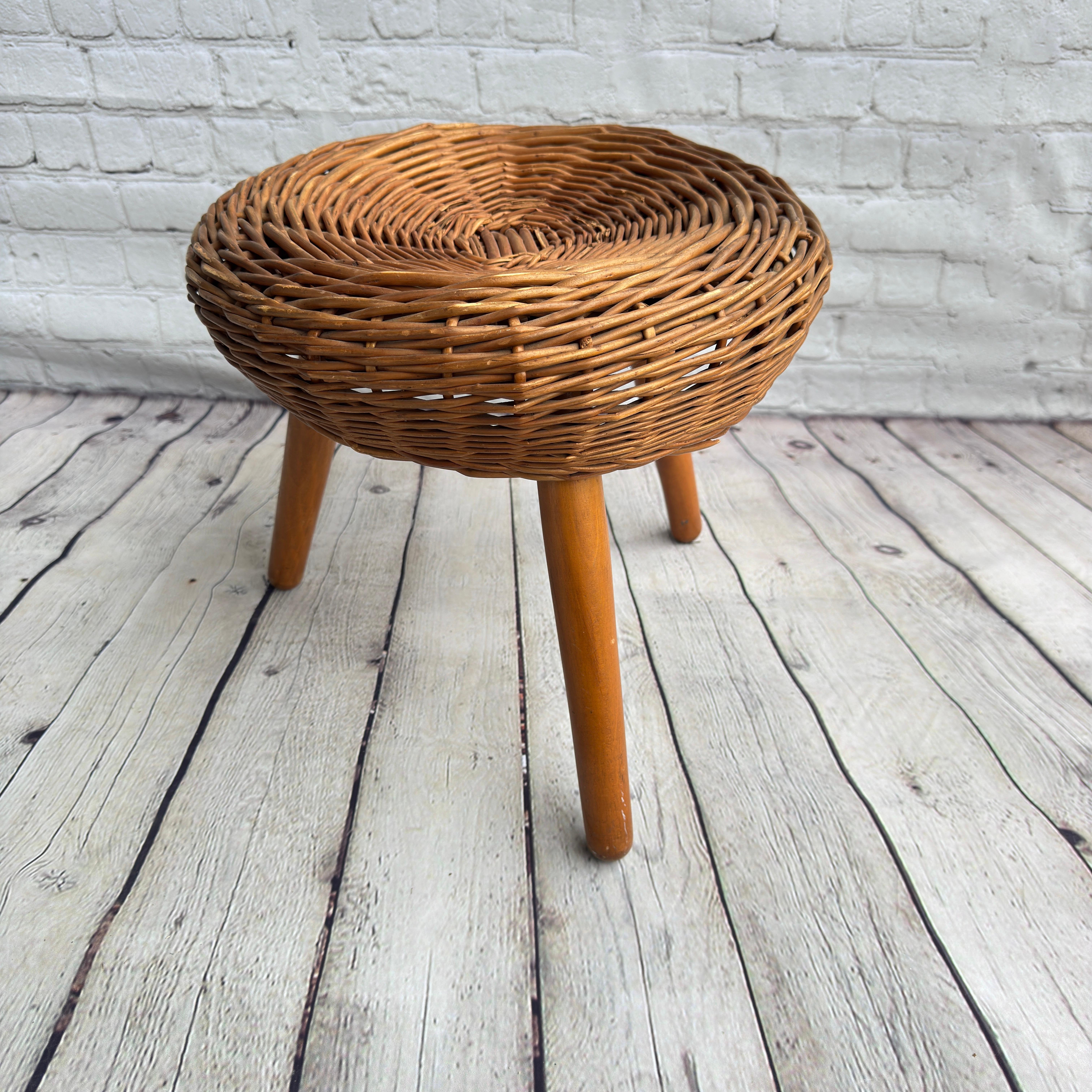 Sgabello Tony Paul 'Attribution', vimini intrecciato, Wood, Stati Uniti, anni '50 in vendita 1