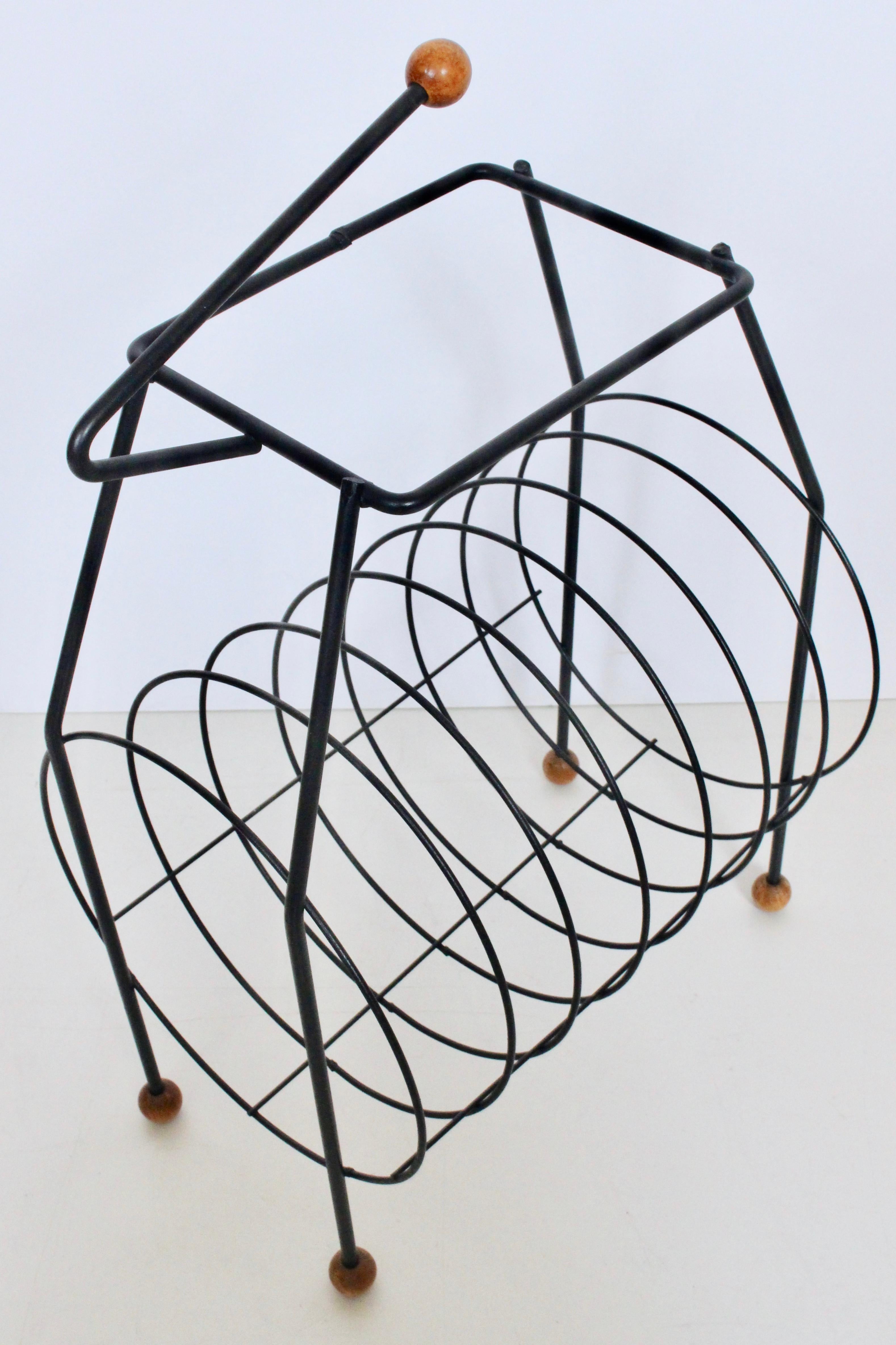 Tony Paul Black Wire, Ceramic & Wood Stand per album di dischi, anni '50 in vendita 5