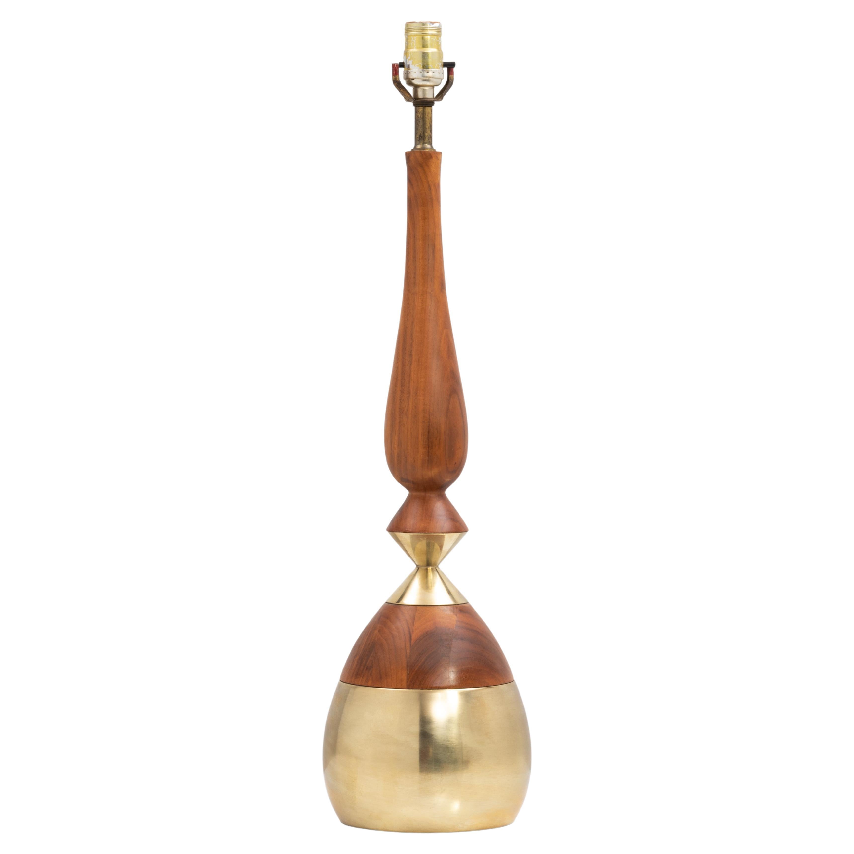 Tony Paul Brass Walnut Mid Century Table Lamp Westwood Industries Studio Lightin For Sale