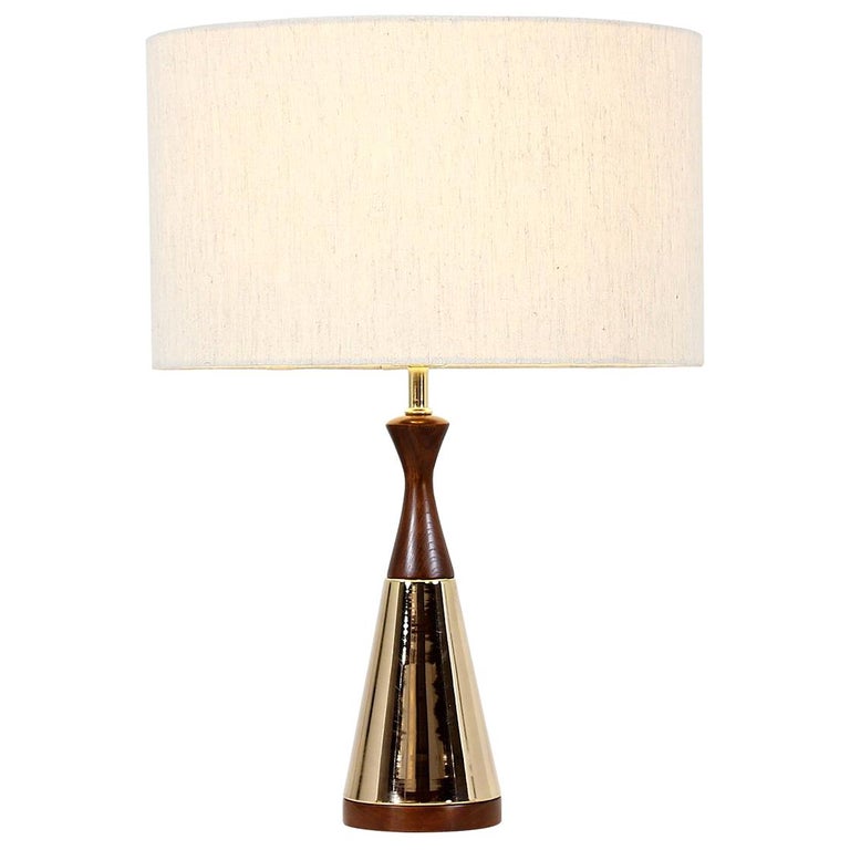 Tony Paul Brass Walnut Table Lamp For Westwood Industries