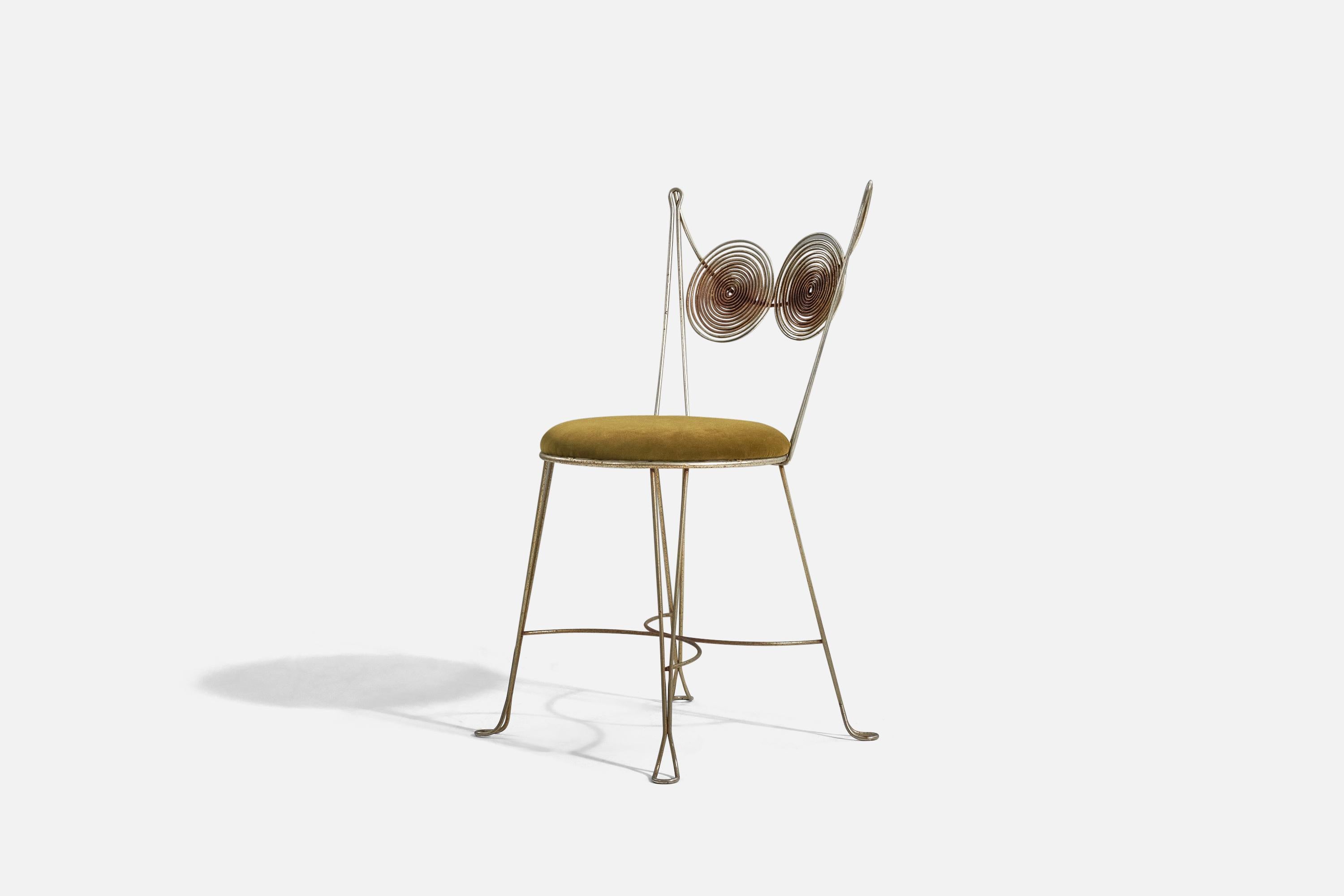 Mid-Century Modern Tony Paul, Chair, Brass, Green Velvet, Rubel, America, 1954
