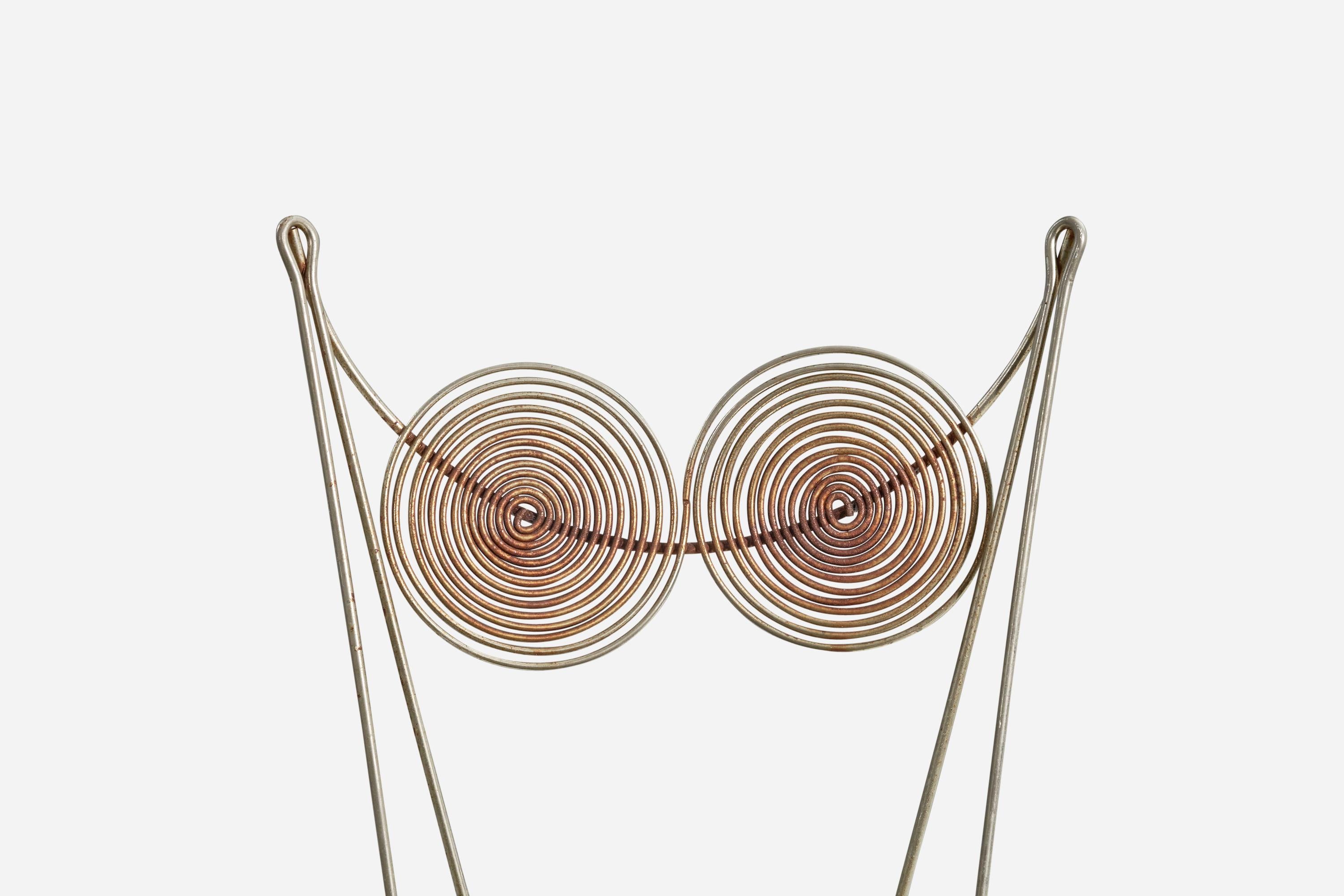 American Tony Paul, Chair, Brass, Green Velvet, Rubel, America, 1954
