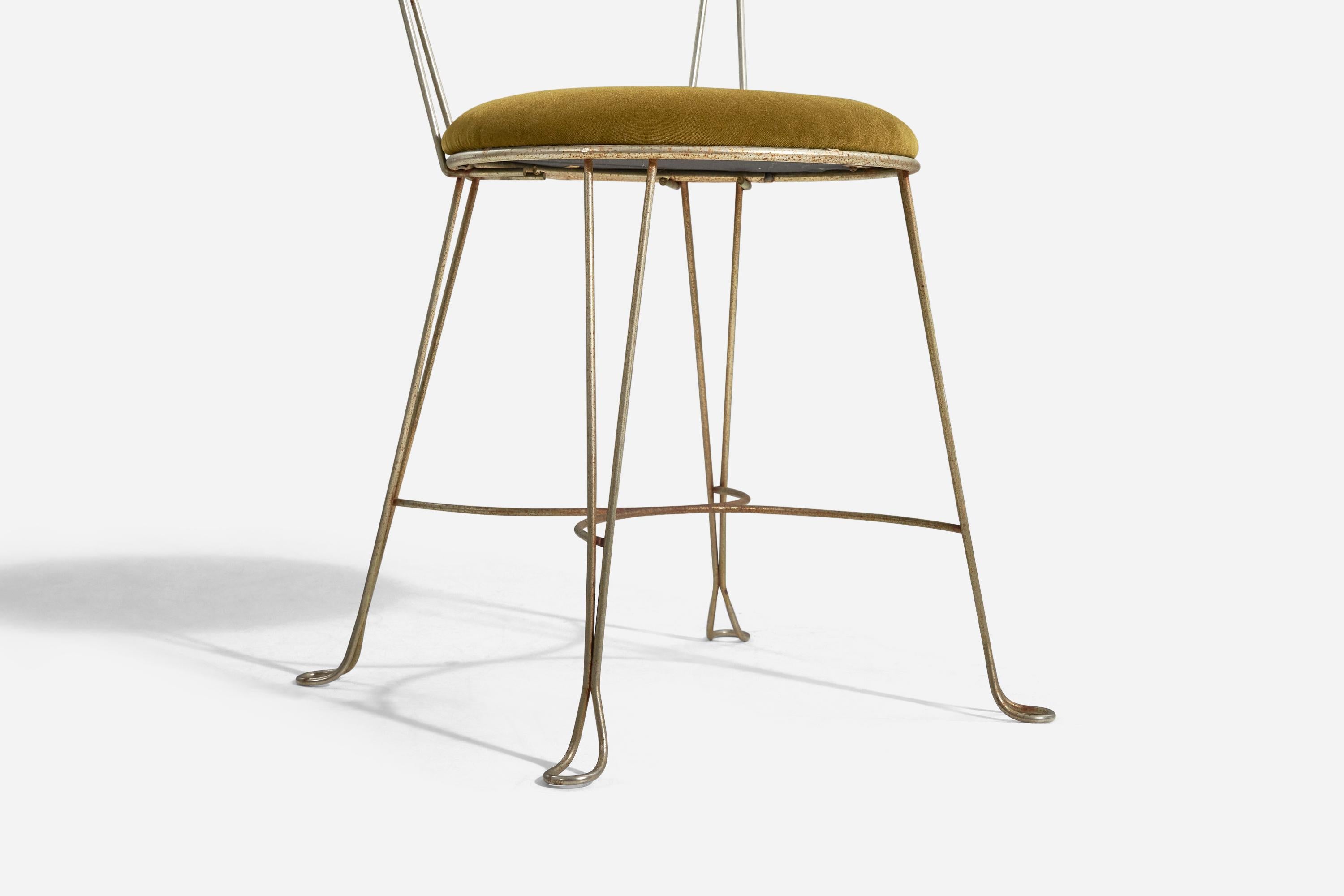 Tony Paul, Chair, Brass, Green Velvet, Rubel, America, 1954 In Good Condition In High Point, NC