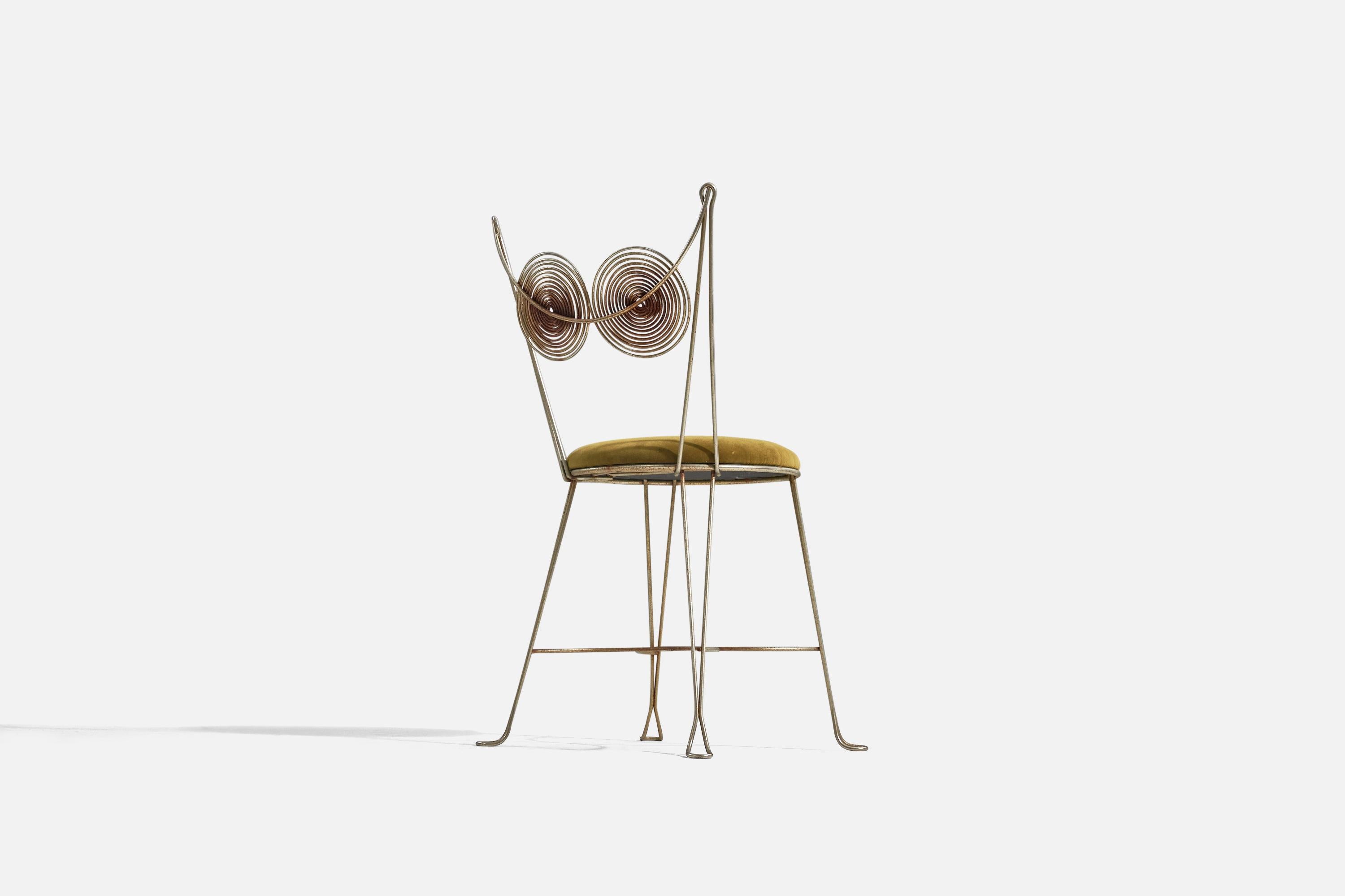 Mid-20th Century Tony Paul, Chair, Brass, Green Velvet, Rubel, America, 1954