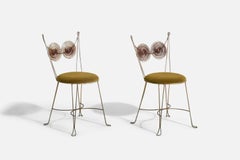 Tony Paul, Chairs, Brass, Green Velvet, Rubel, America, 1954