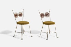 Tony Paul, Chairs, Brass, Green Velvet, Rubel, America, 1954