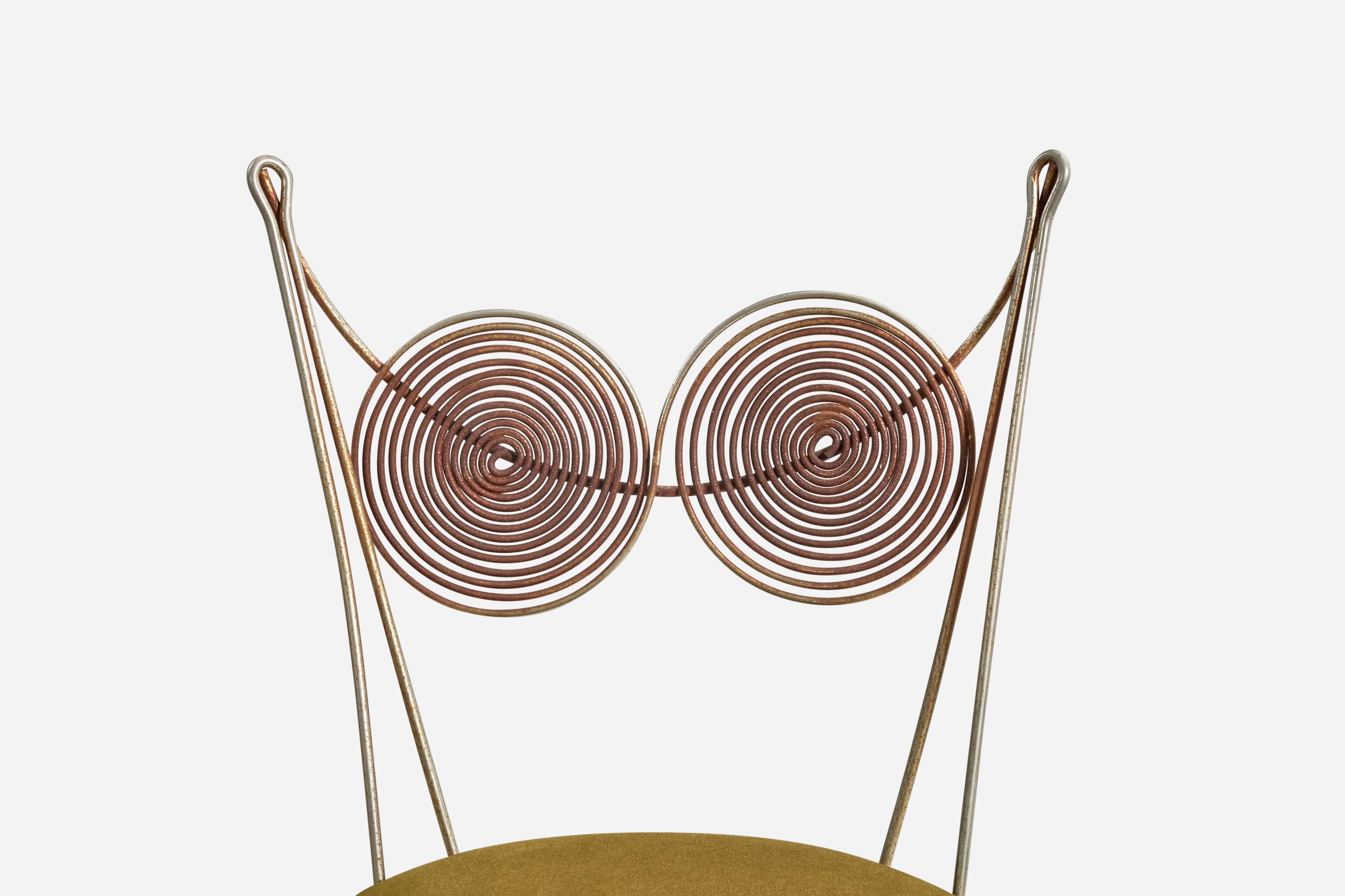 Tony Paul, Chairs, Brass, Green Velvet, Rubel, America, 1954 In Good Condition In High Point, NC